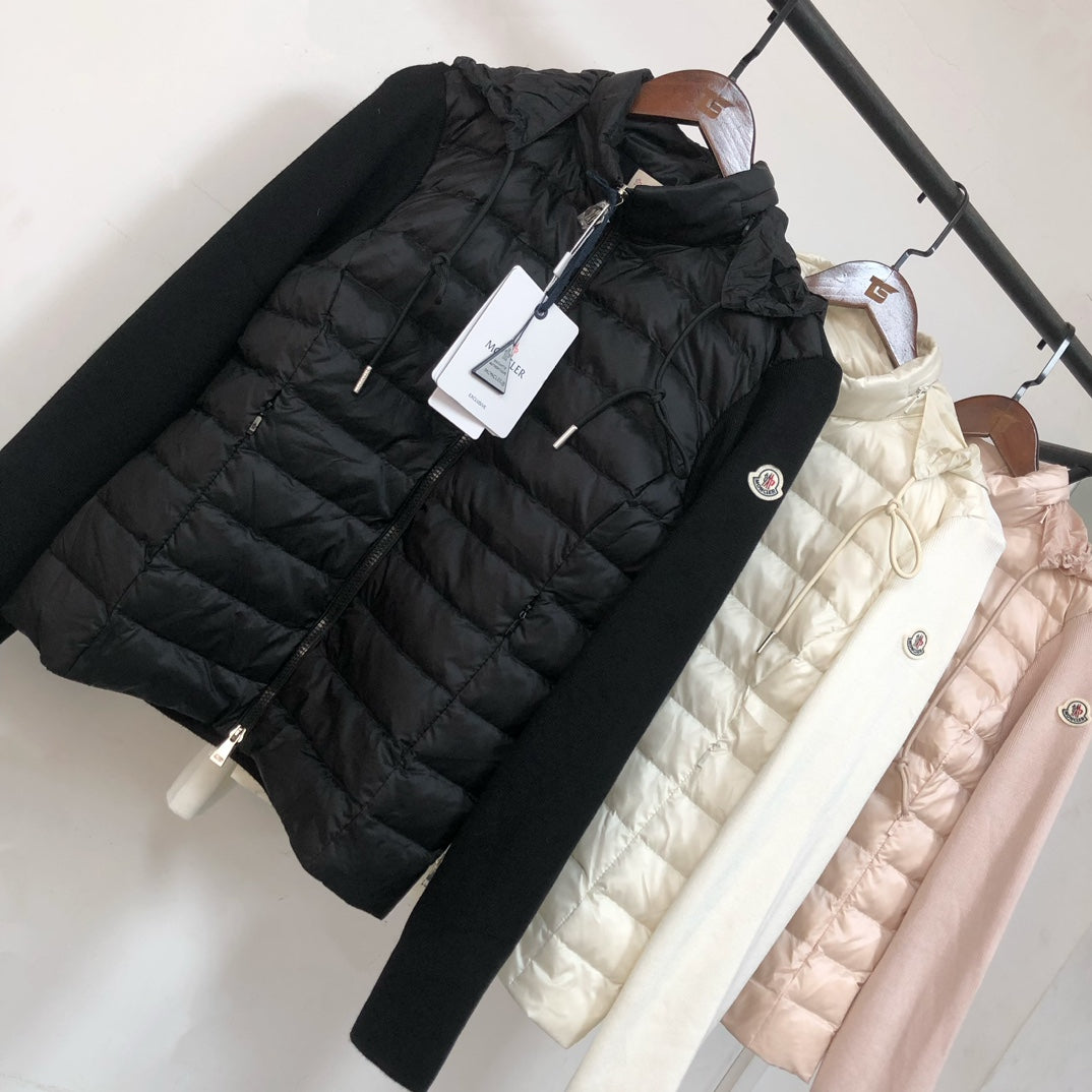 Moncler Wool-Knitted Down Hooded Jacket