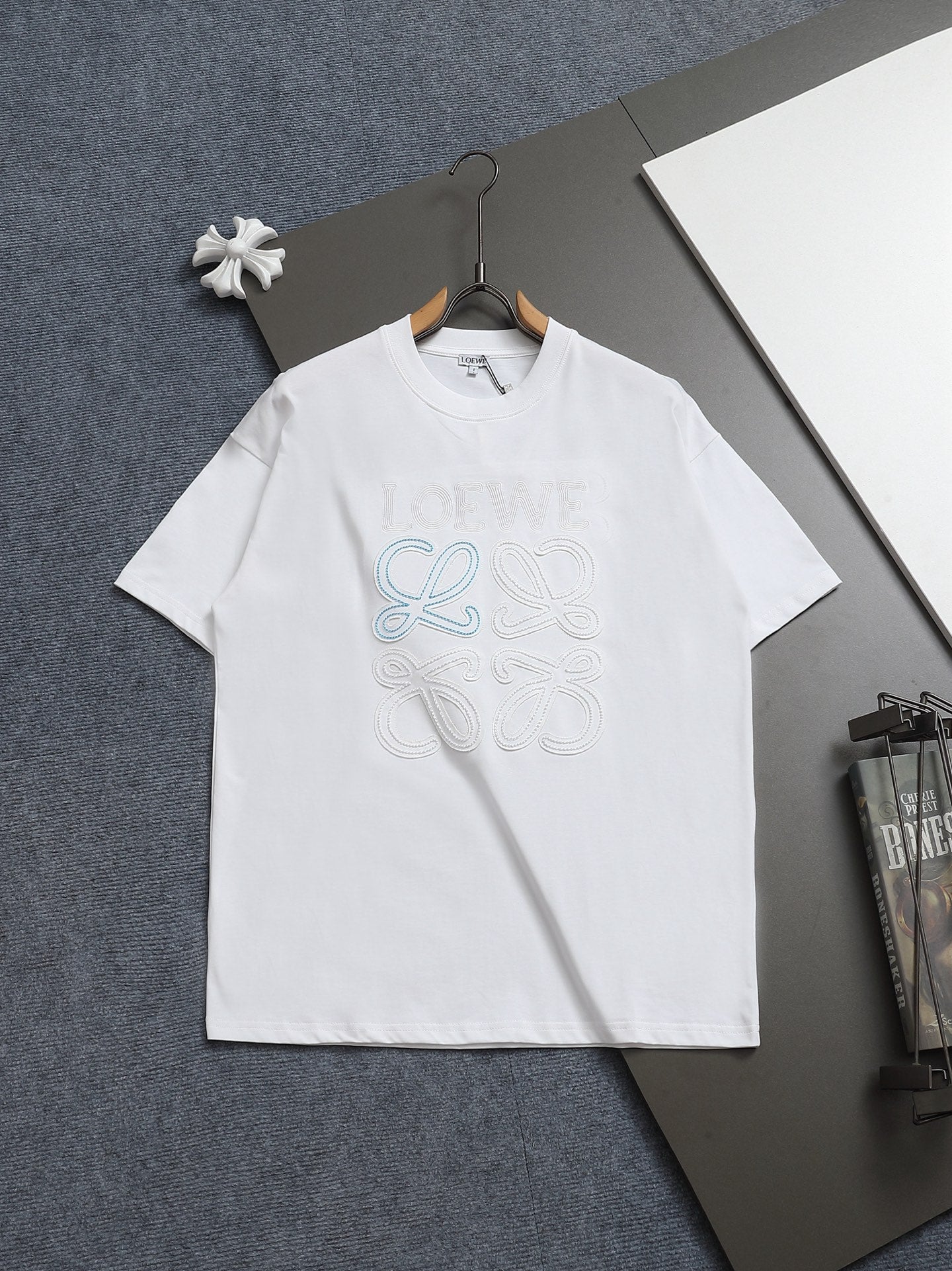 LOEWE/Luo Yiwei Color Block Embroidered Short-Sleeve T-Shirt