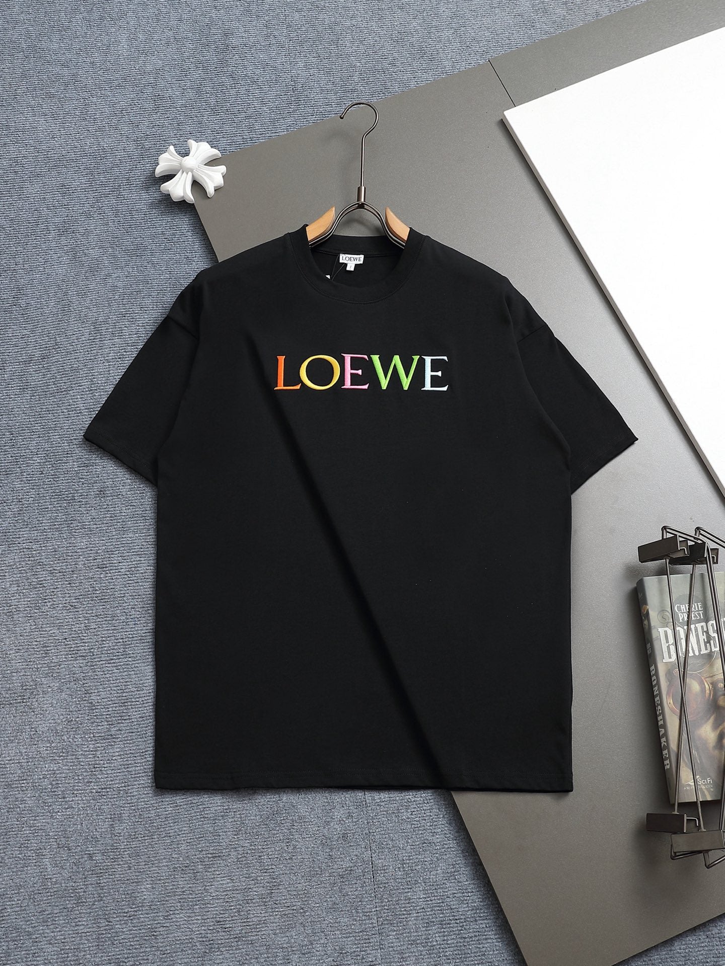 LOEWE Luo Yiwei Embroidered Round Neck Short-Sleeve T-Shirt - XS to L