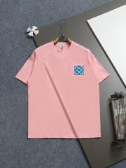 LOEWE 260g Color Block Embroidered T-Shirt - Short Sleeve Round Neck