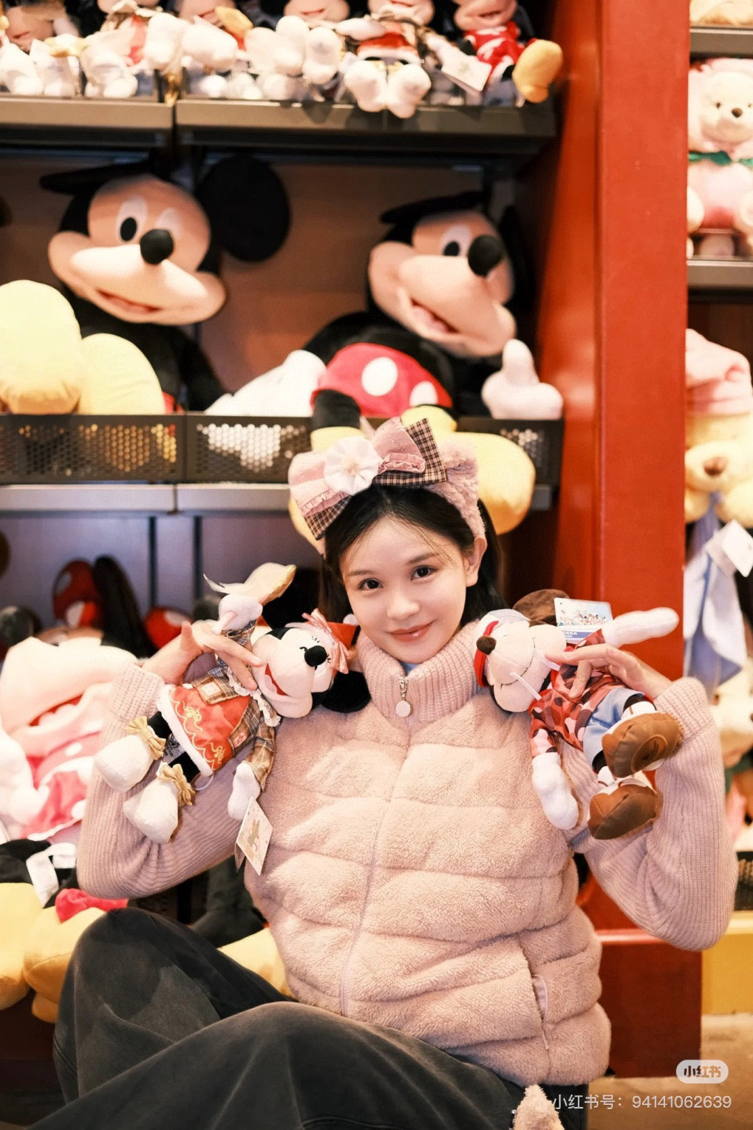 Moncler Teddy Furry Spliced Down Jacket - Off-White, Pink, Gray (Sizes S-L)