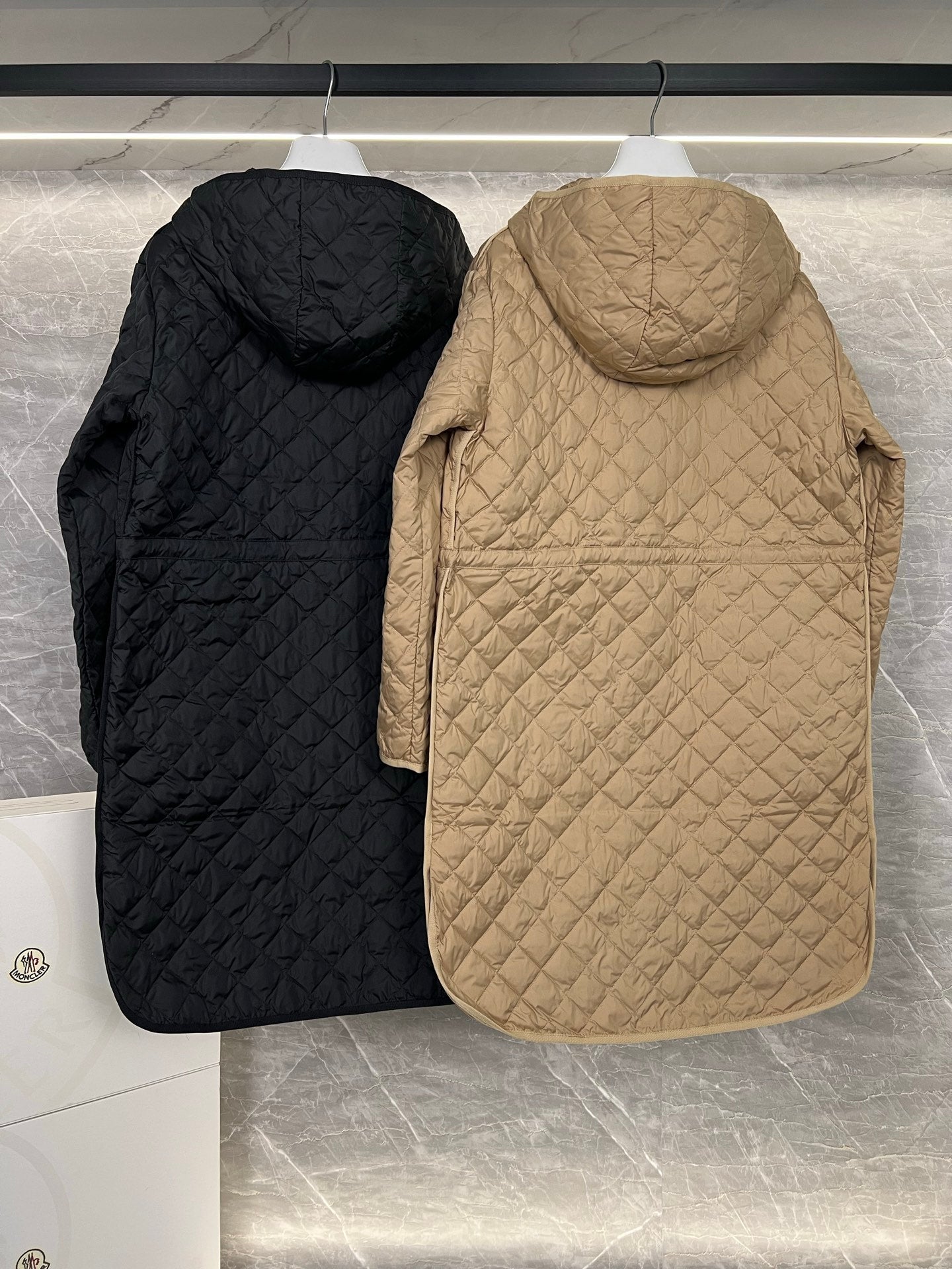 Women's Diamond Quilted Down Jacket with Drawstring Waist - Moncler Inspired