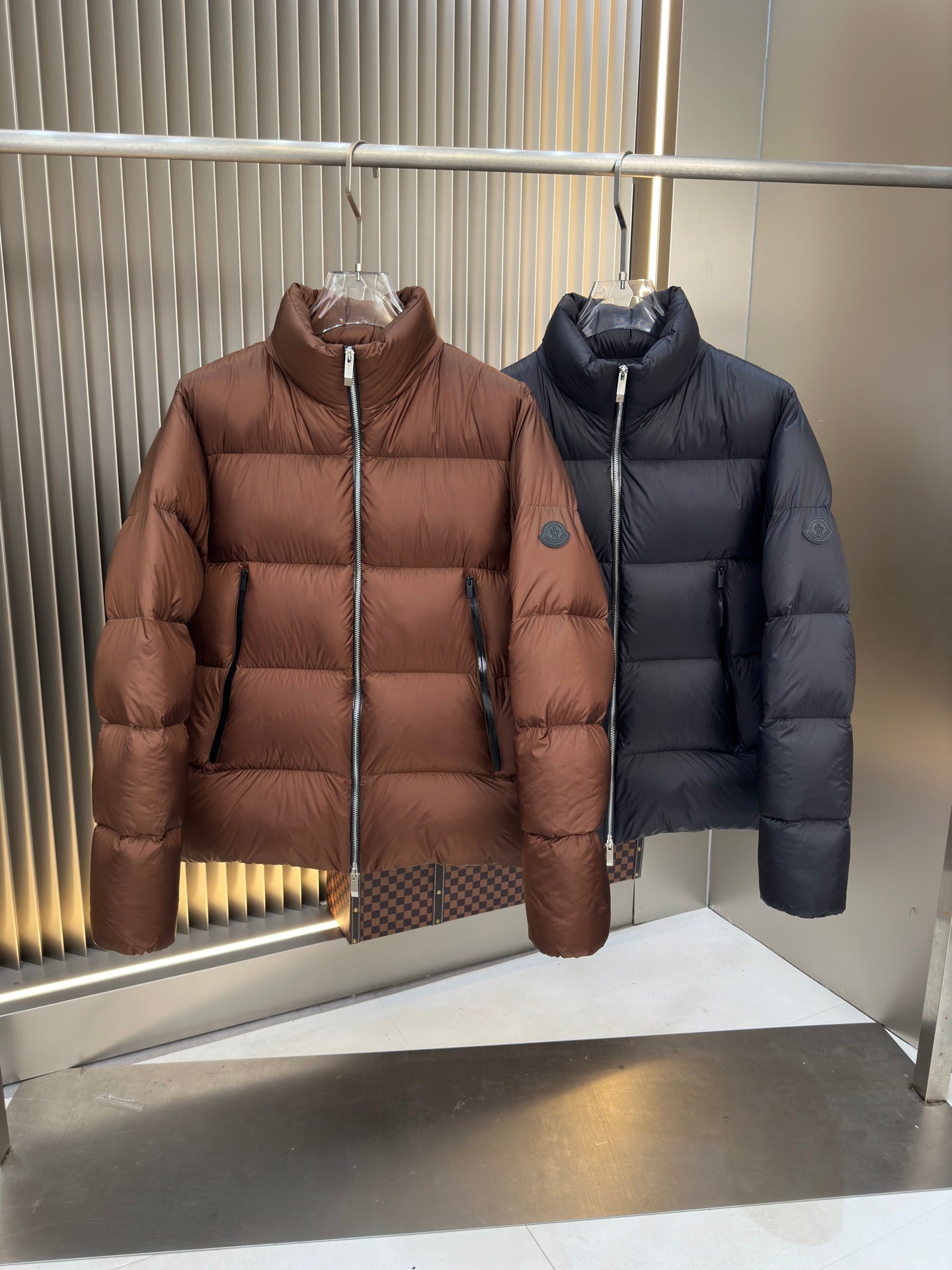 Unisex Moncler Black Label Stand Collar Down Jacket