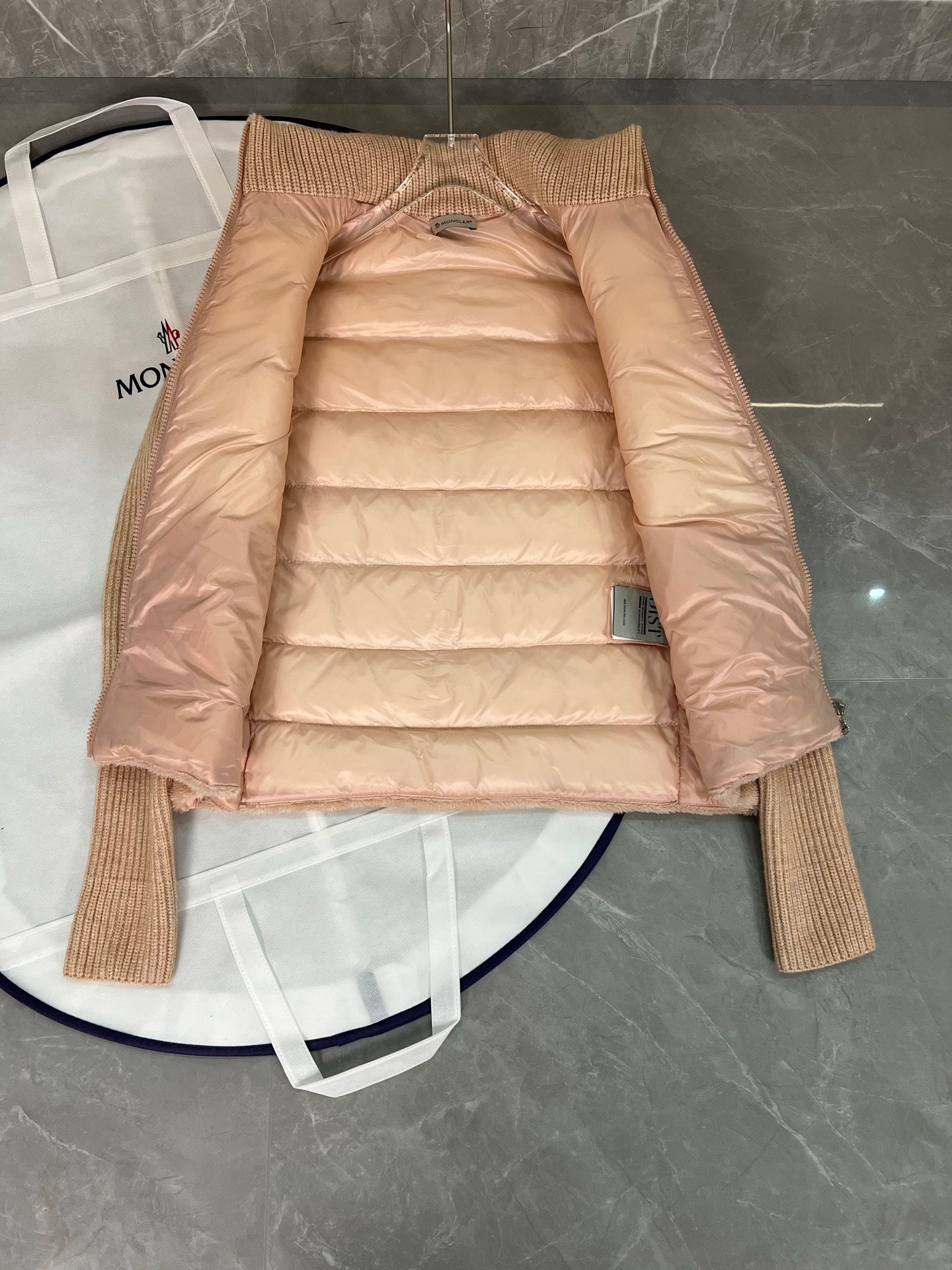 Moncler Mouth 25 Teddy Furry Splicing Down Jacket â€“ Off-White, Pink, Gray