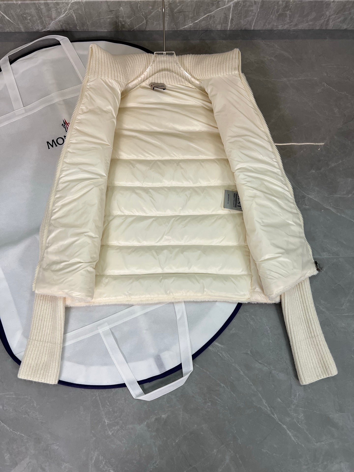 Moncler Mouth 25 Teddy Furry Splicing Down Jacket - Off-White, Pink, Gray (Sizes S-L)