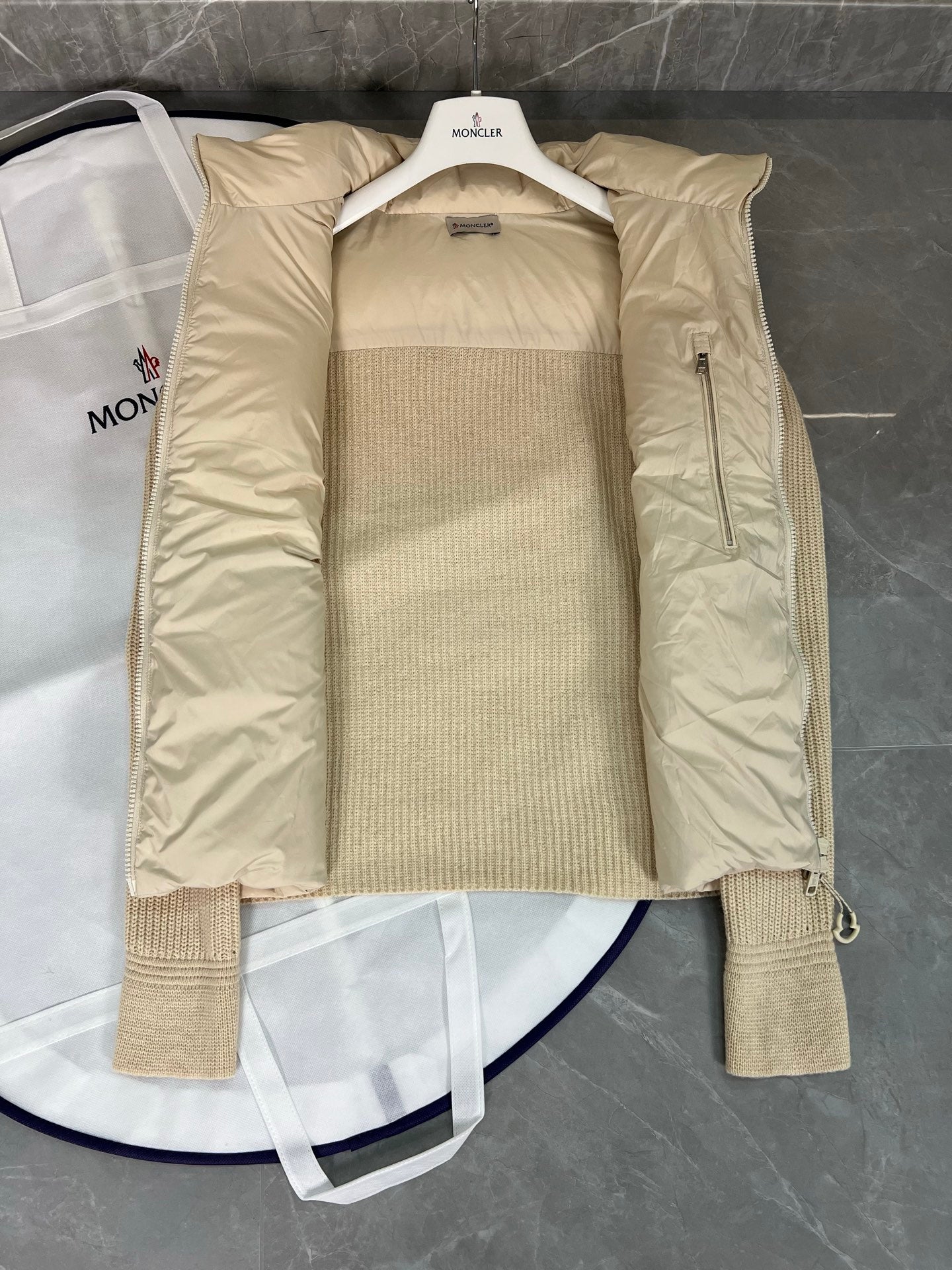 Moncler Men's Knitted Down Patchwork Cardigan Jacket