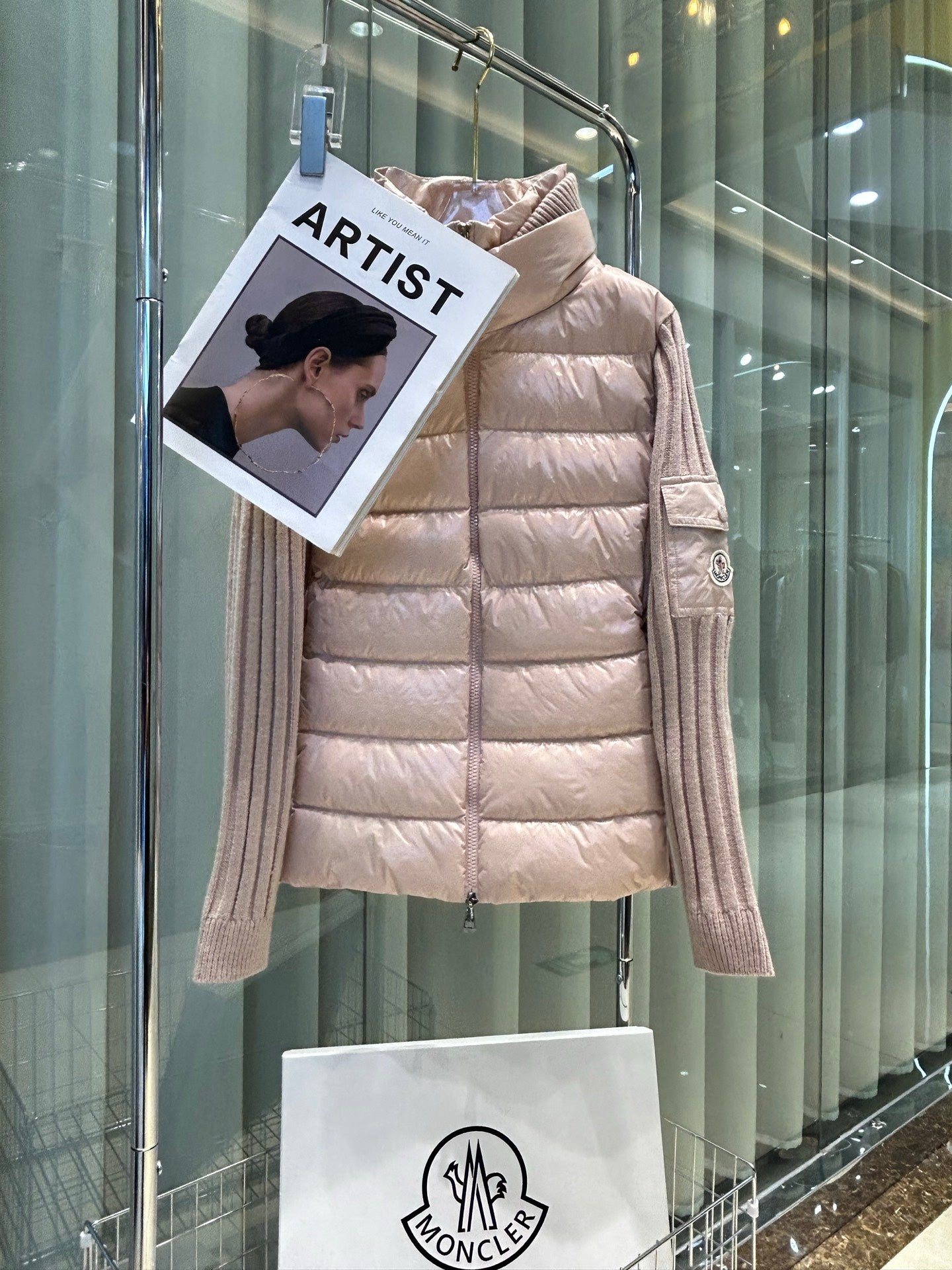 Moncler Women's Windproof Spliced Hooded Down Jacket