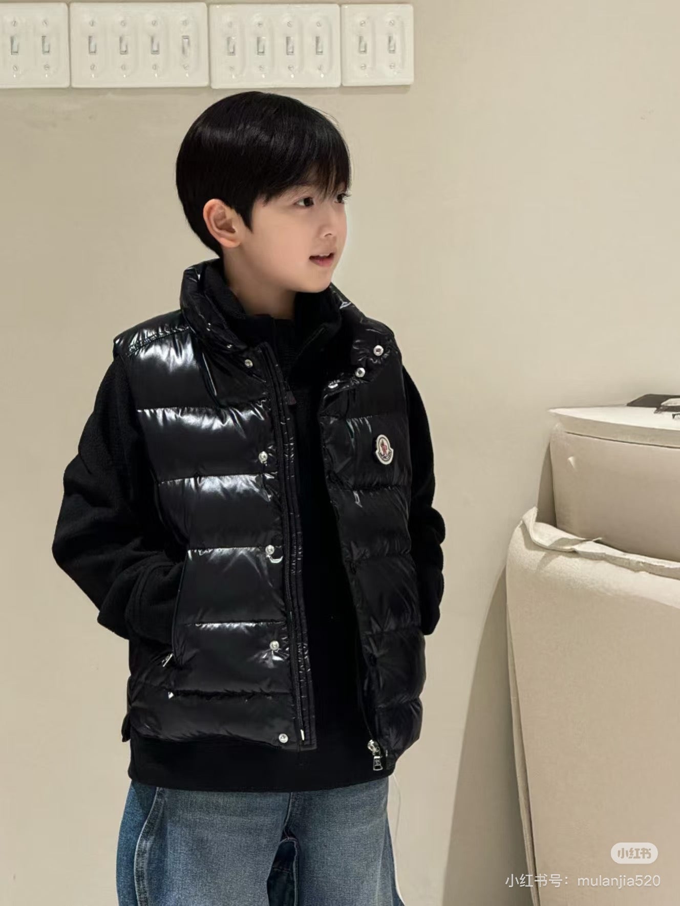Moncler Tibb Children's Stand-Up Collar Down Vest - Winter Jacket