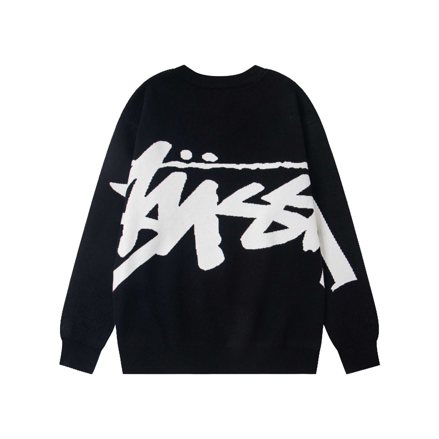 Stussy Large Logo Hand-Knitted Retro Sweater - Unisex Black & Pink