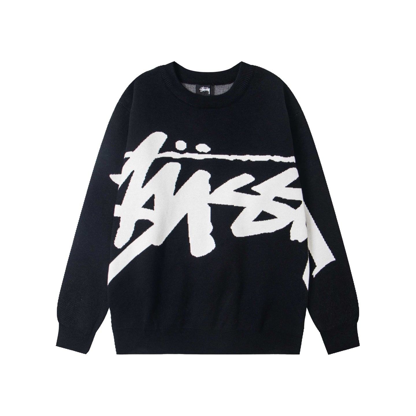 Stussy Large Logo Hand-Knitted Retro Sweater - Unisex Black & Pink