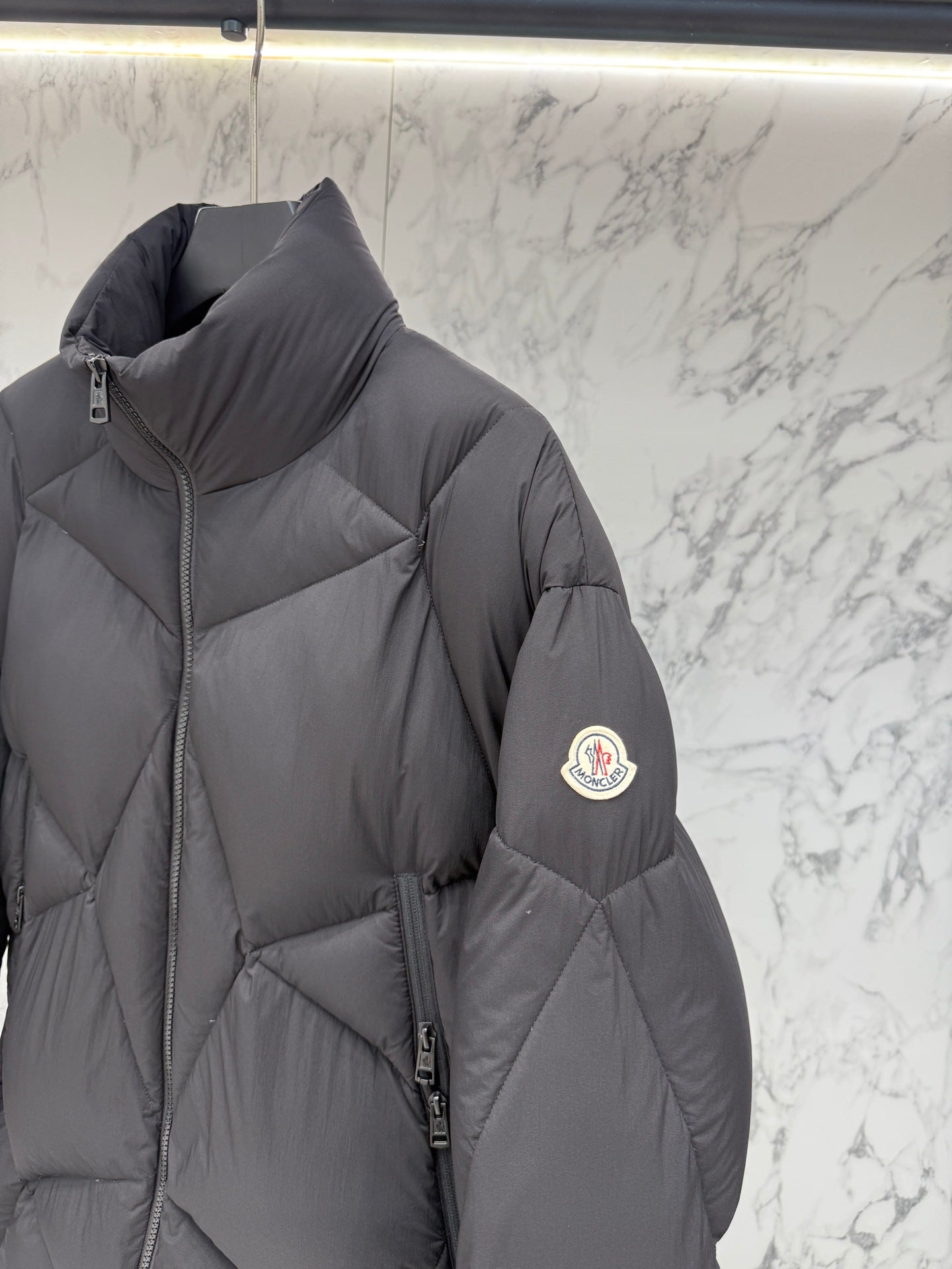Moncler Men's Geometric Stand Collar Down Jacket