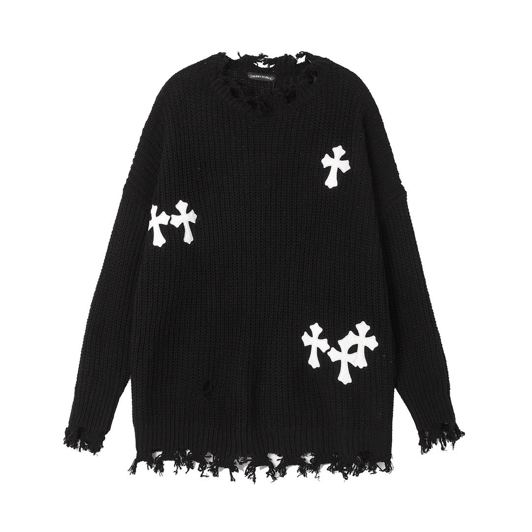 Chic Croix Heart Knitted Sweater - Unisex Luxury Casual Wear