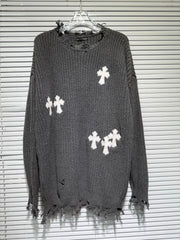 Trendy Thick Knitted Croix Heart Sweater - Unisex
