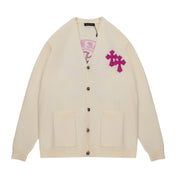 CH Crow Heart Pure Cotton Knitted Sweater Cardigan - Trendy Unisex Fashion