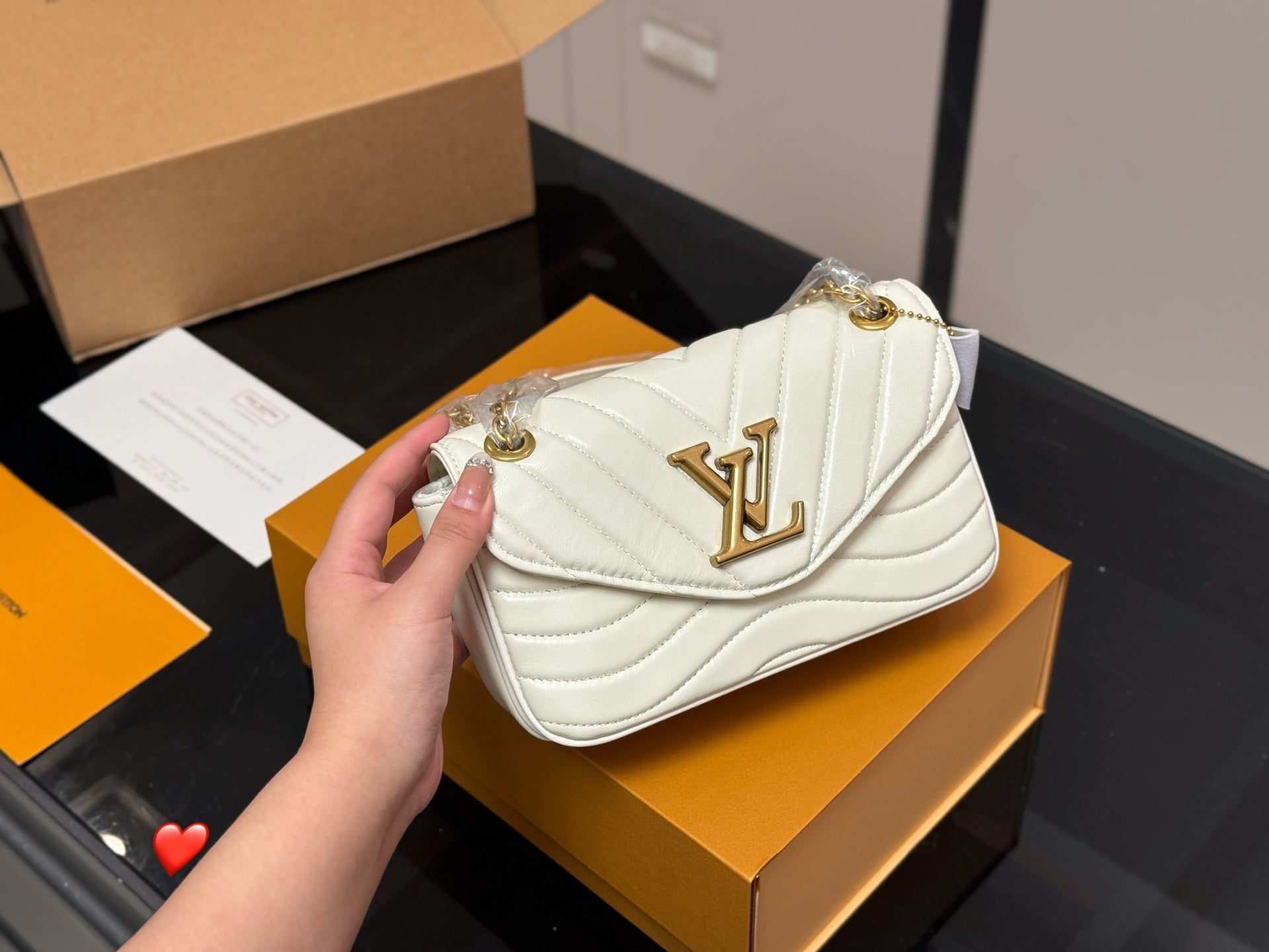 LV Newwave Chain Bag with Folding Box and Airplane Case