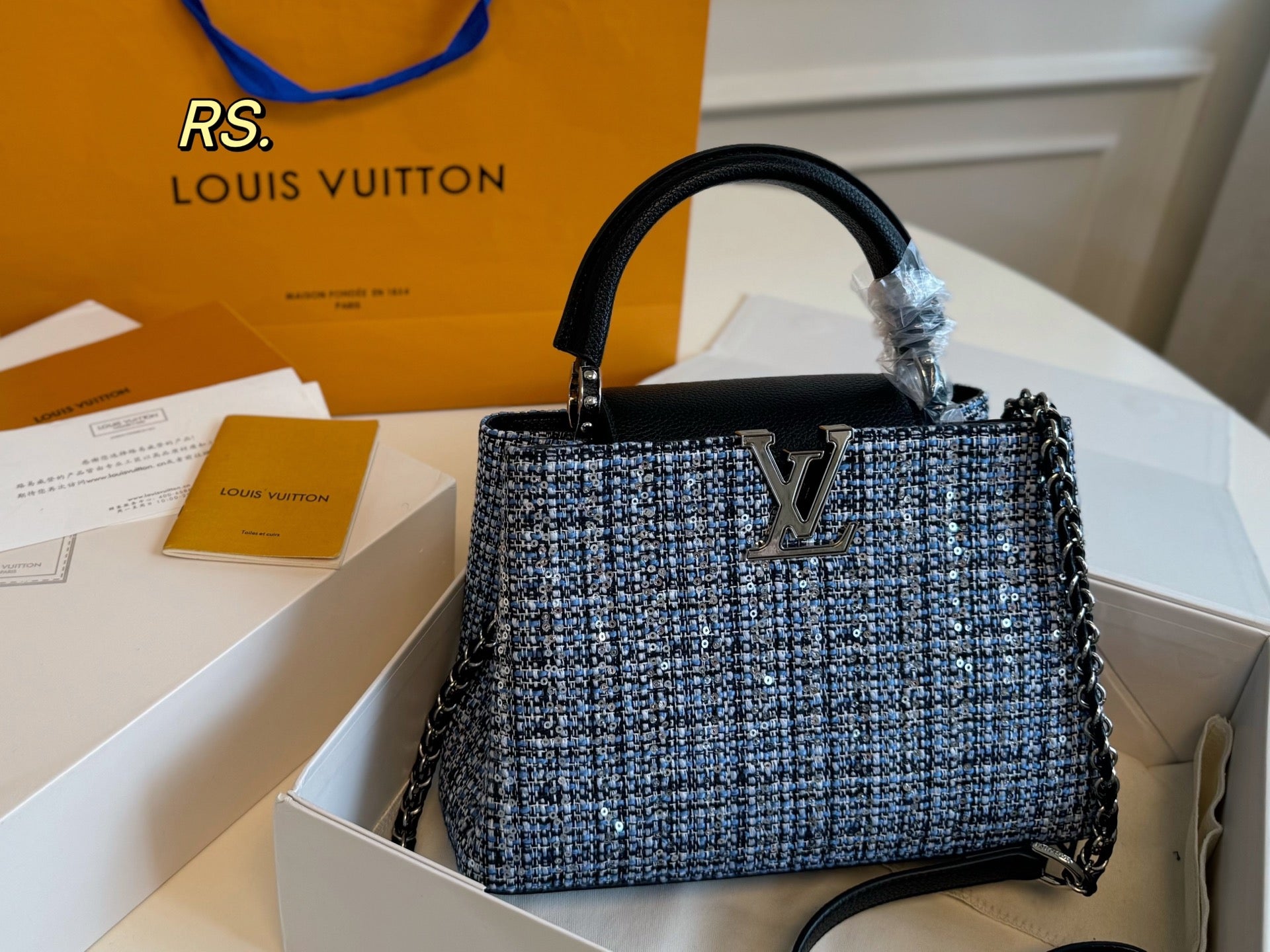 Louis Vuitton Capucines Wool & Sequin Handbag - Luxurious Autumn Style