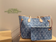LV Denim Shopping Bag - Timeless Retro Elegance