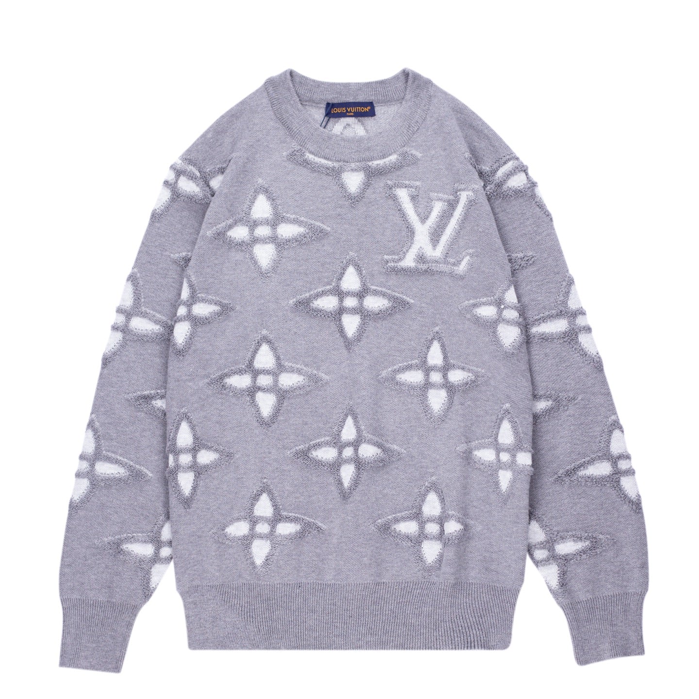 LV 2025SS Woven Jacquard Sweater - Pure Cotton, Unisex Luxury