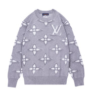 LV 2025SS Woven Jacquard Sweater - Pure Cotton, Unisex Luxury