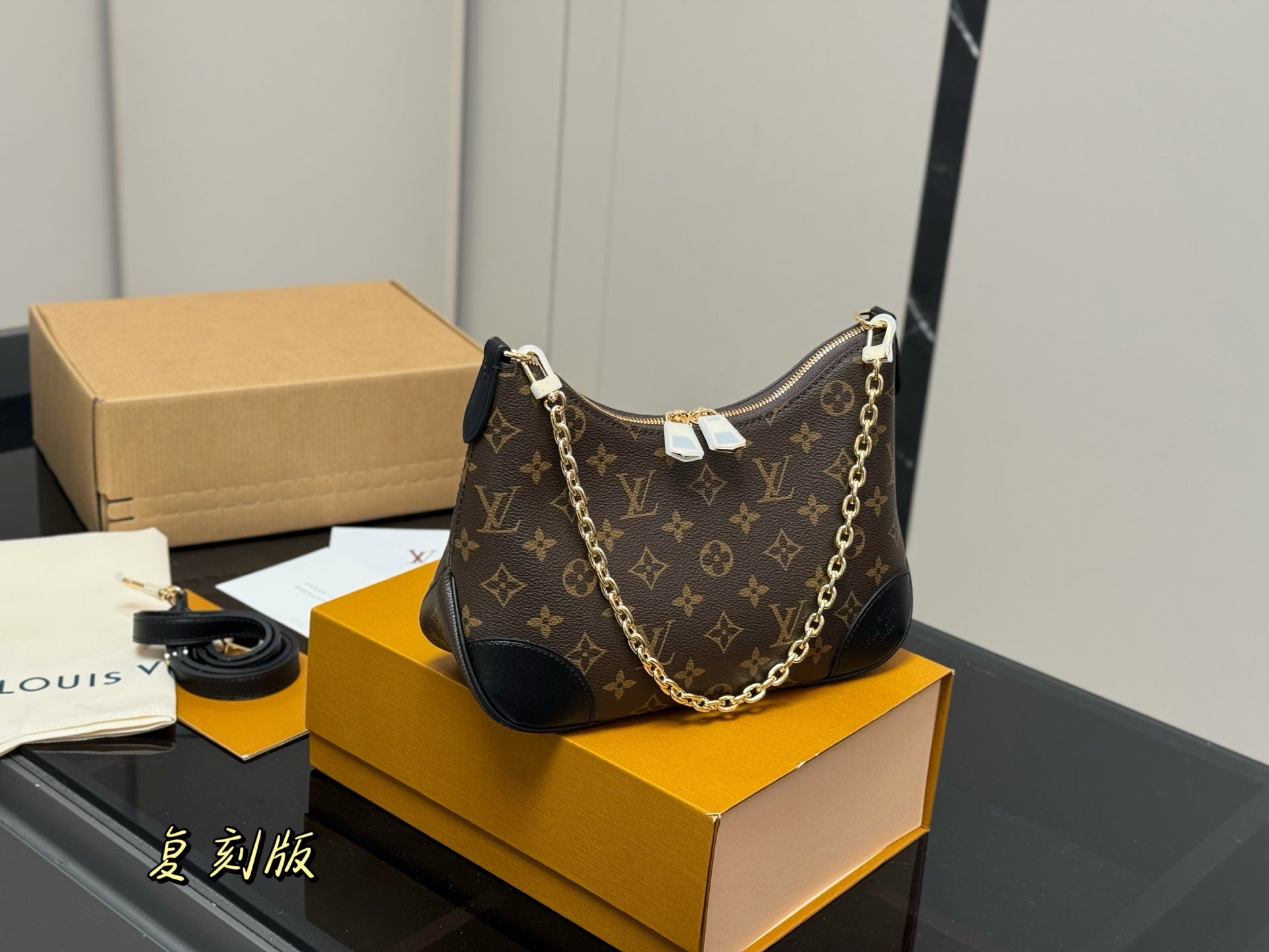 Vintage LV Croissant Shoulder Bag in Yellow Leather