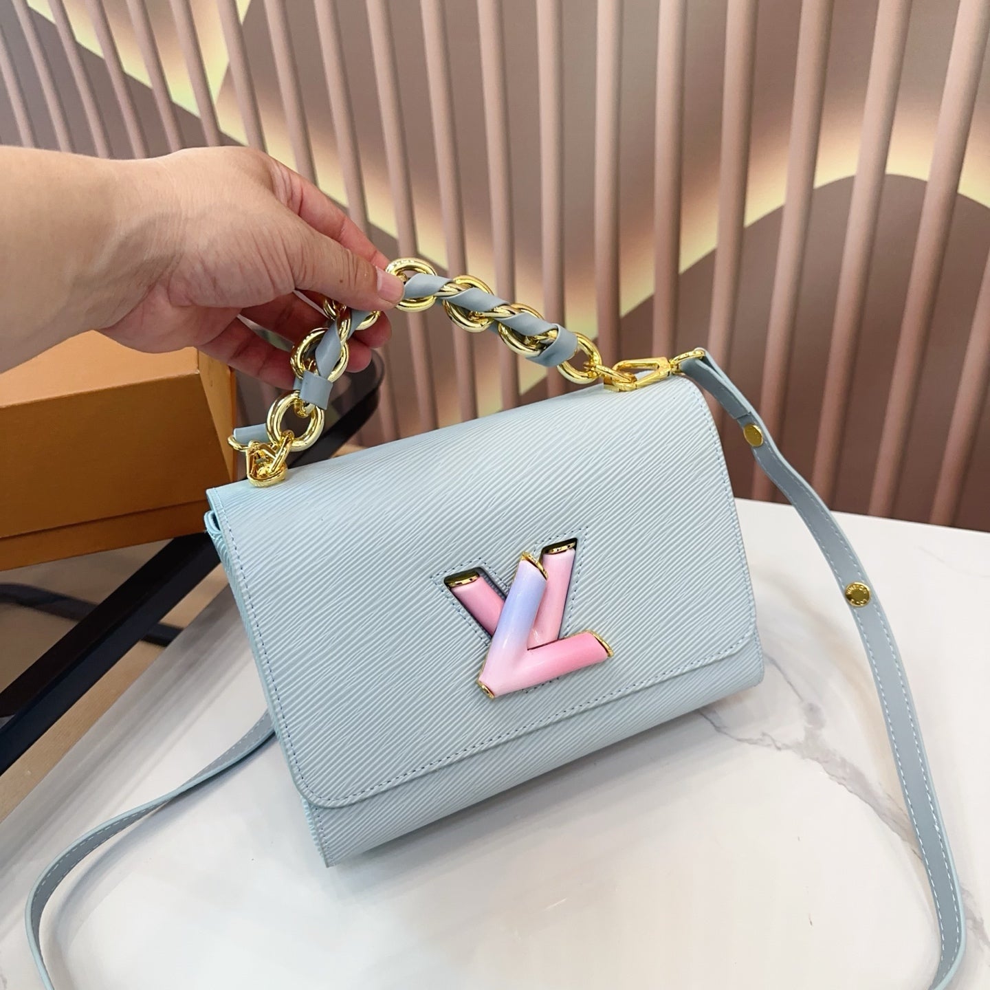 LV Twist Braided Chain Crossbody Bag - Fresh Design with Folding Box