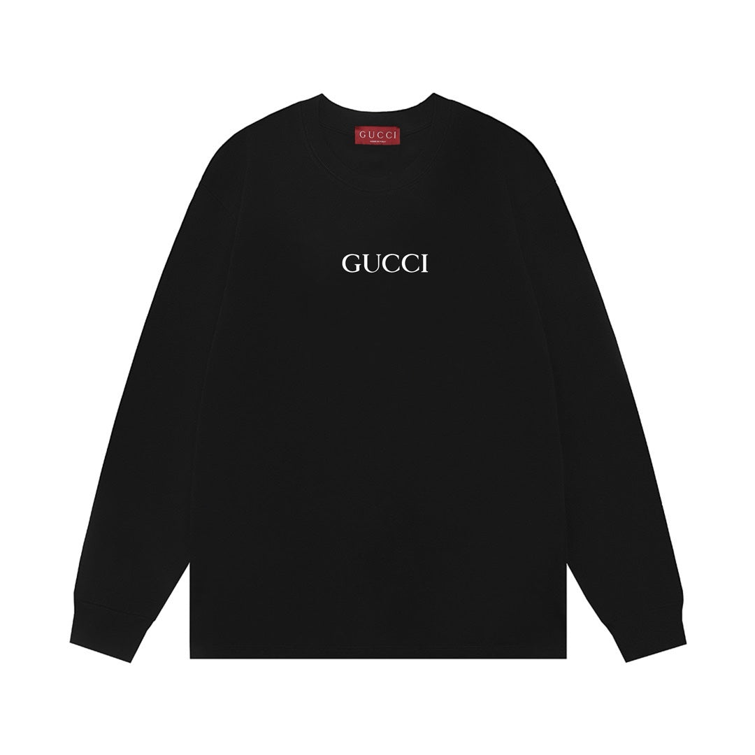 Gucci Unisex Long-Sleeved T-Shirt - 100% Cotton Logo Tee
