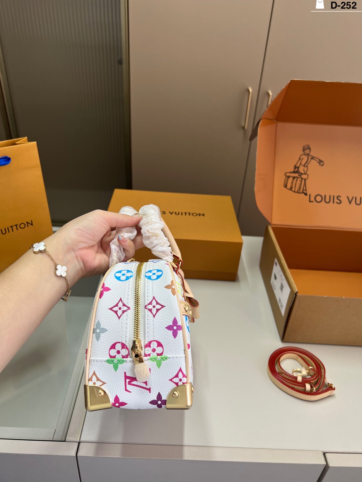 Louis Vuitton x Murakami East West Fashion Handbag | Presbyopic Bowling Bag