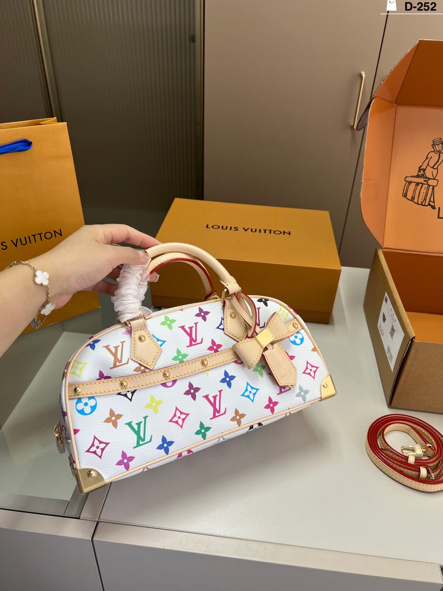 Louis Vuitton x Murakami East West Fashion Handbag | Presbyopic Bowling Bag