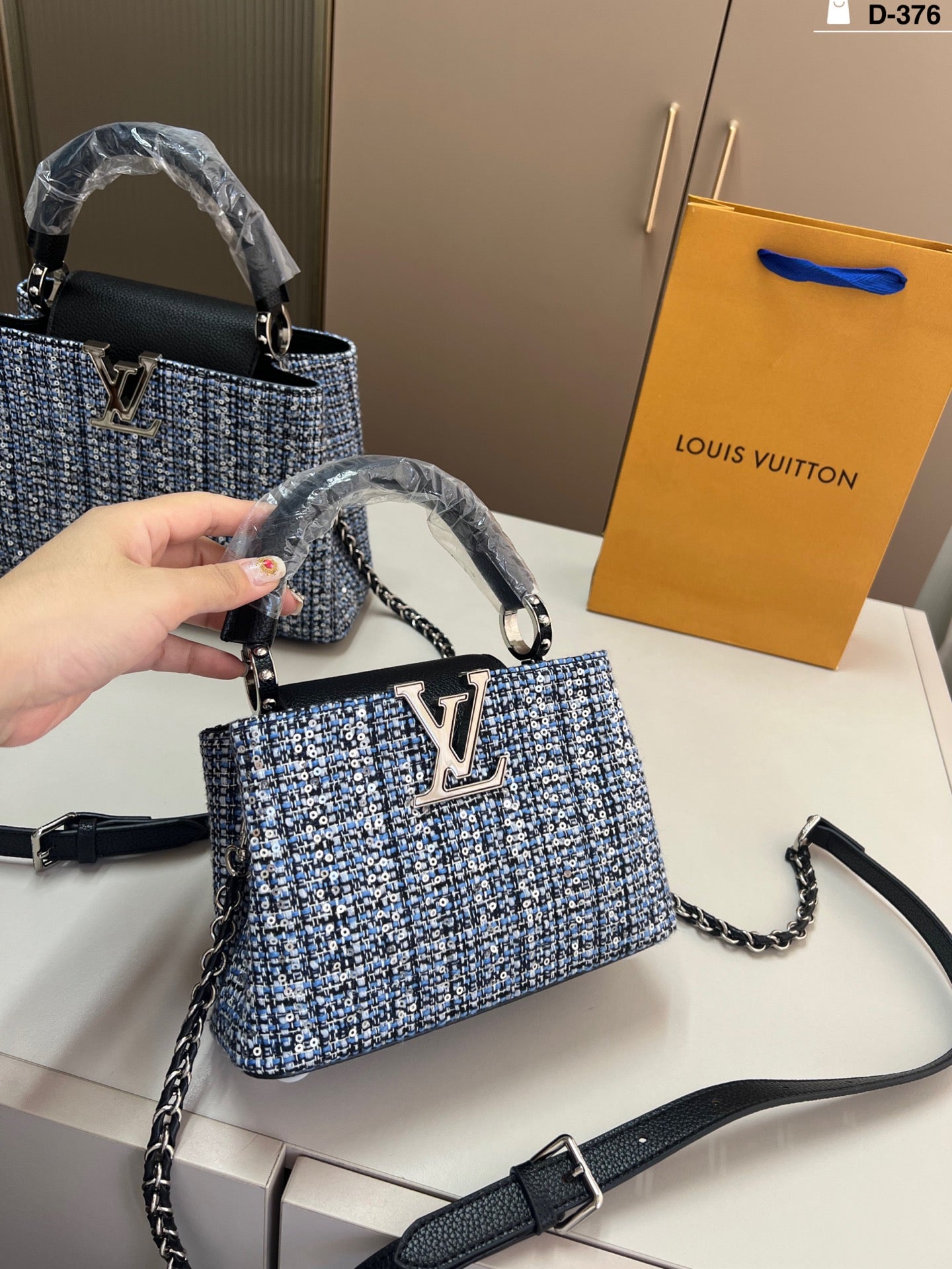 LV x Takashi Murakami Capucines MM Woolen Handbag