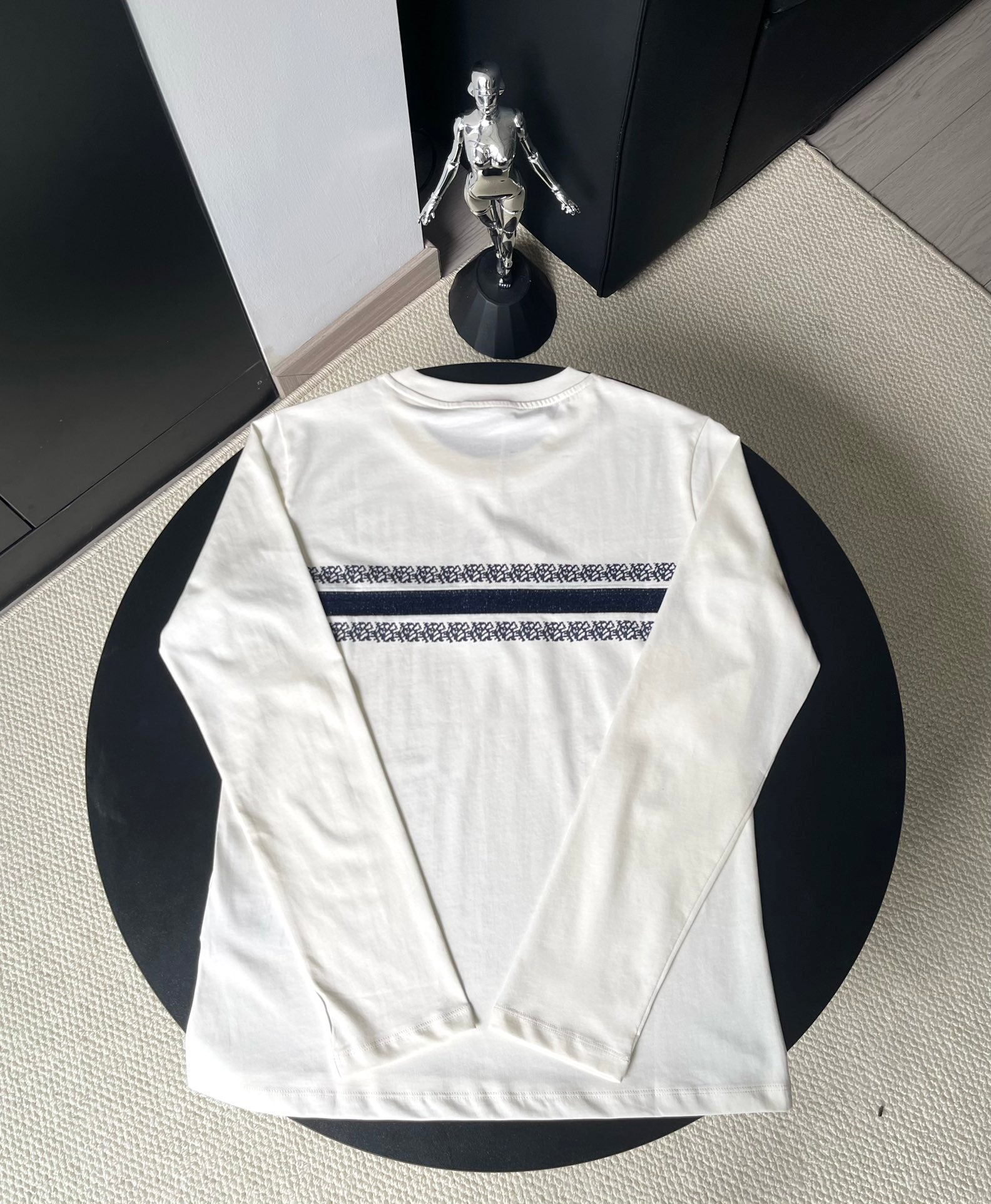 Dior 25FW Blue Stripe Logo Embroidered Cotton Shirt