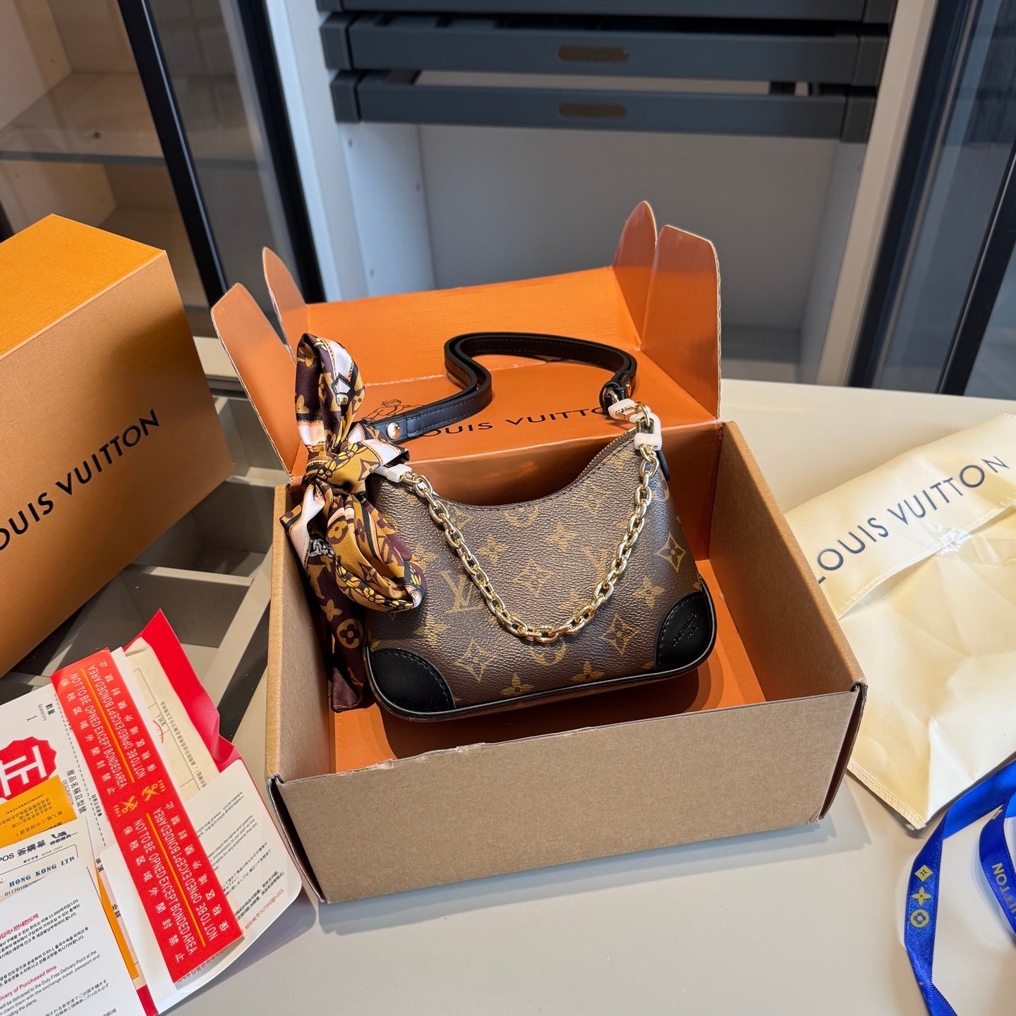 Luxurious Mini Croissant Bag with Free Silk Scarf - Cowhide Series