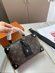 LV Petite Malle Souple Soft Box Bag - Versatile Crossbody with Adjustable Strap