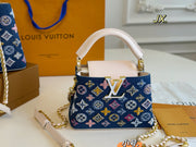 Louis Vuitton Capucines Denim Embroidered Handbag | Luxury Fashion Tote