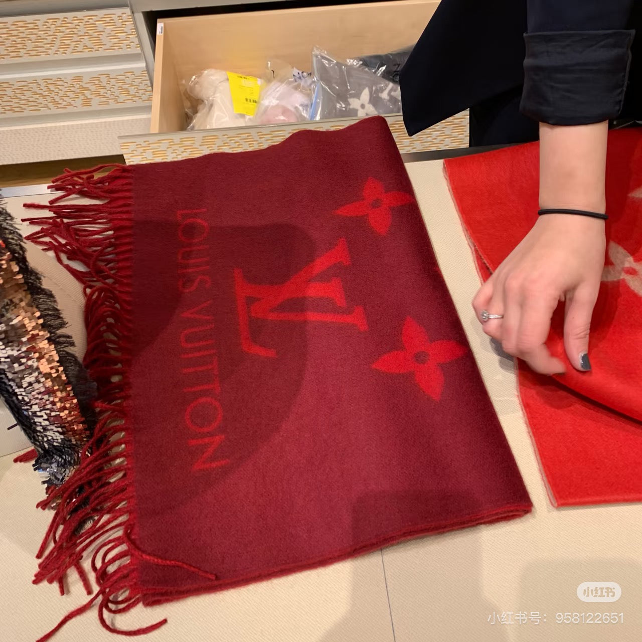 Luxurious Red Cashmere Scarf by LV