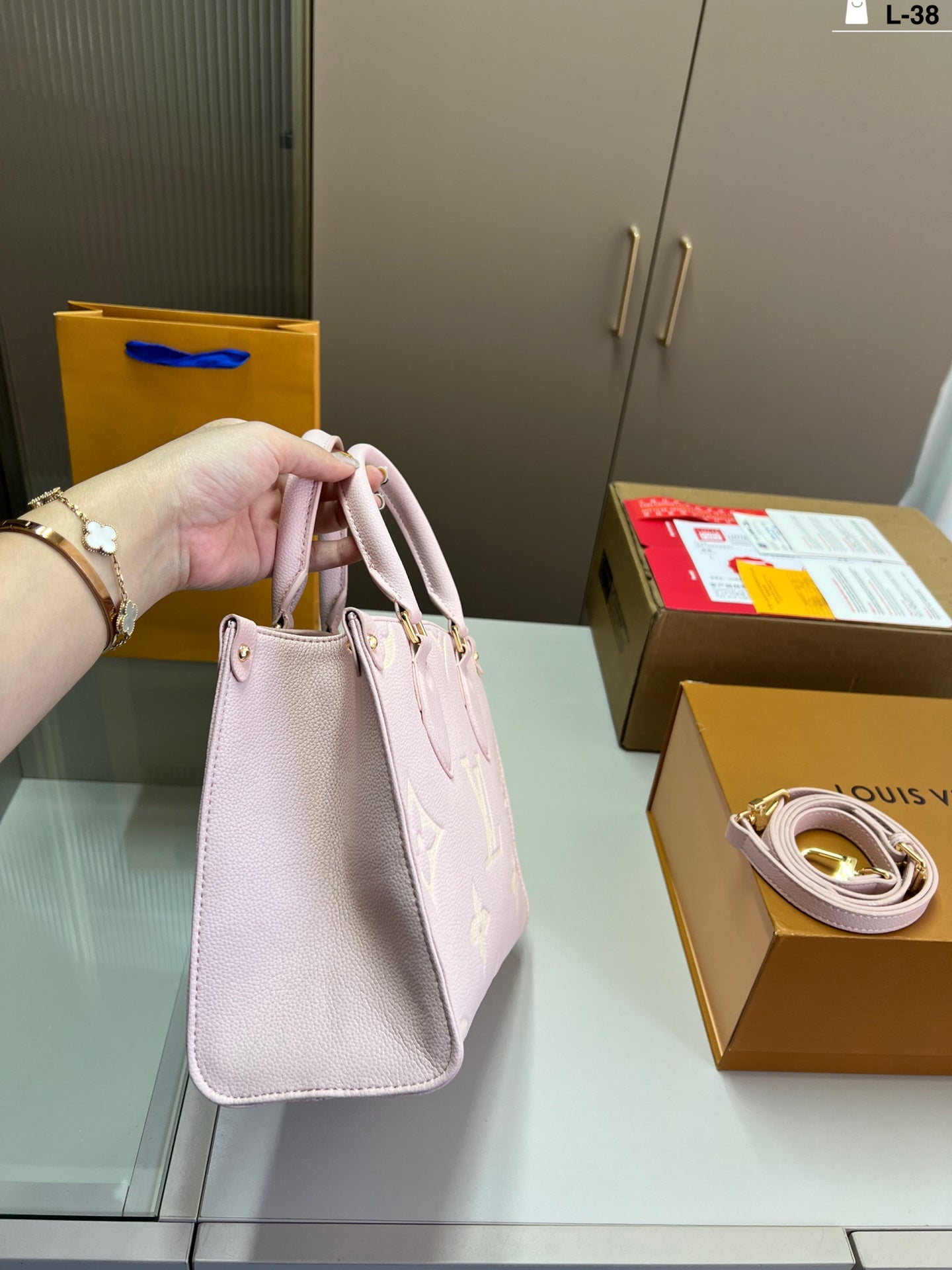 LV OnTheGo Strawberry Milkshake Jungle Tote - Sakura Pink