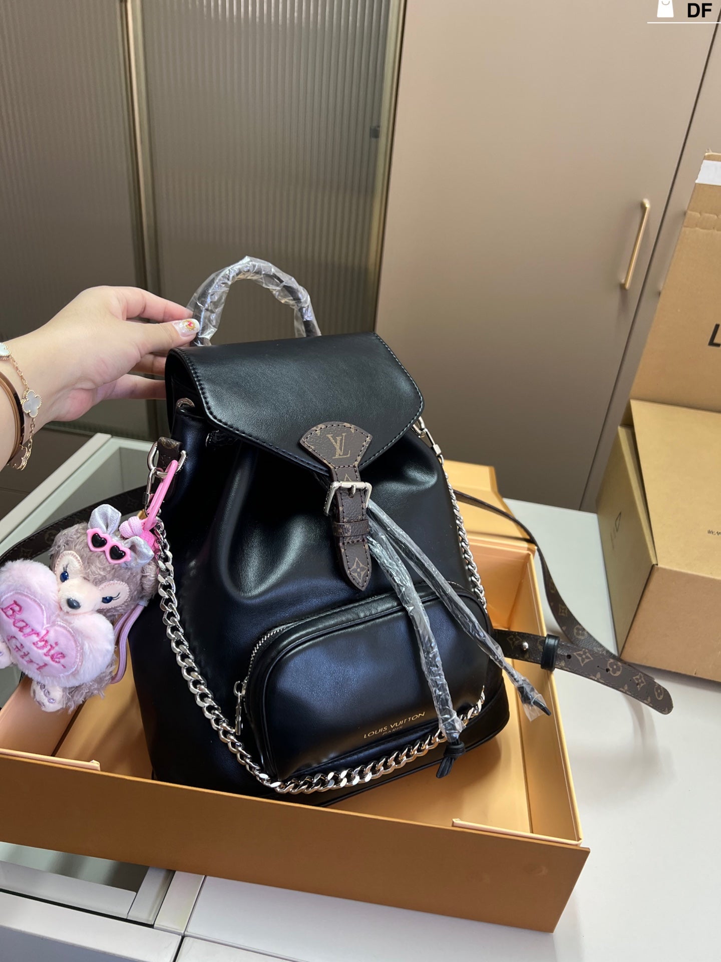 Louis Vuitton Blackout Backpack with Pendant - Stylish Waxed Sheepskin