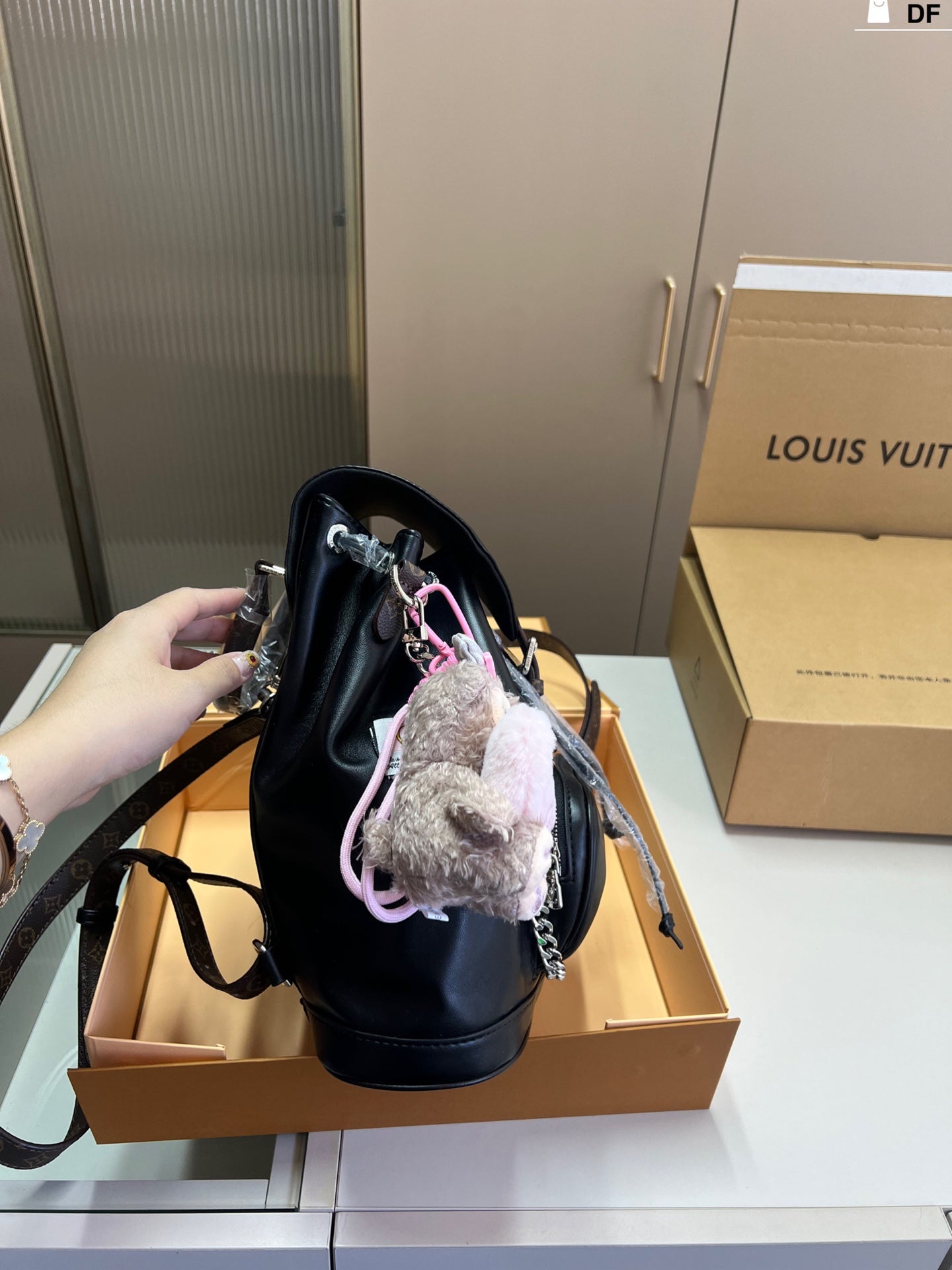 Louis Vuitton Blackout Backpack with Pendant - Stylish Waxed Sheepskin