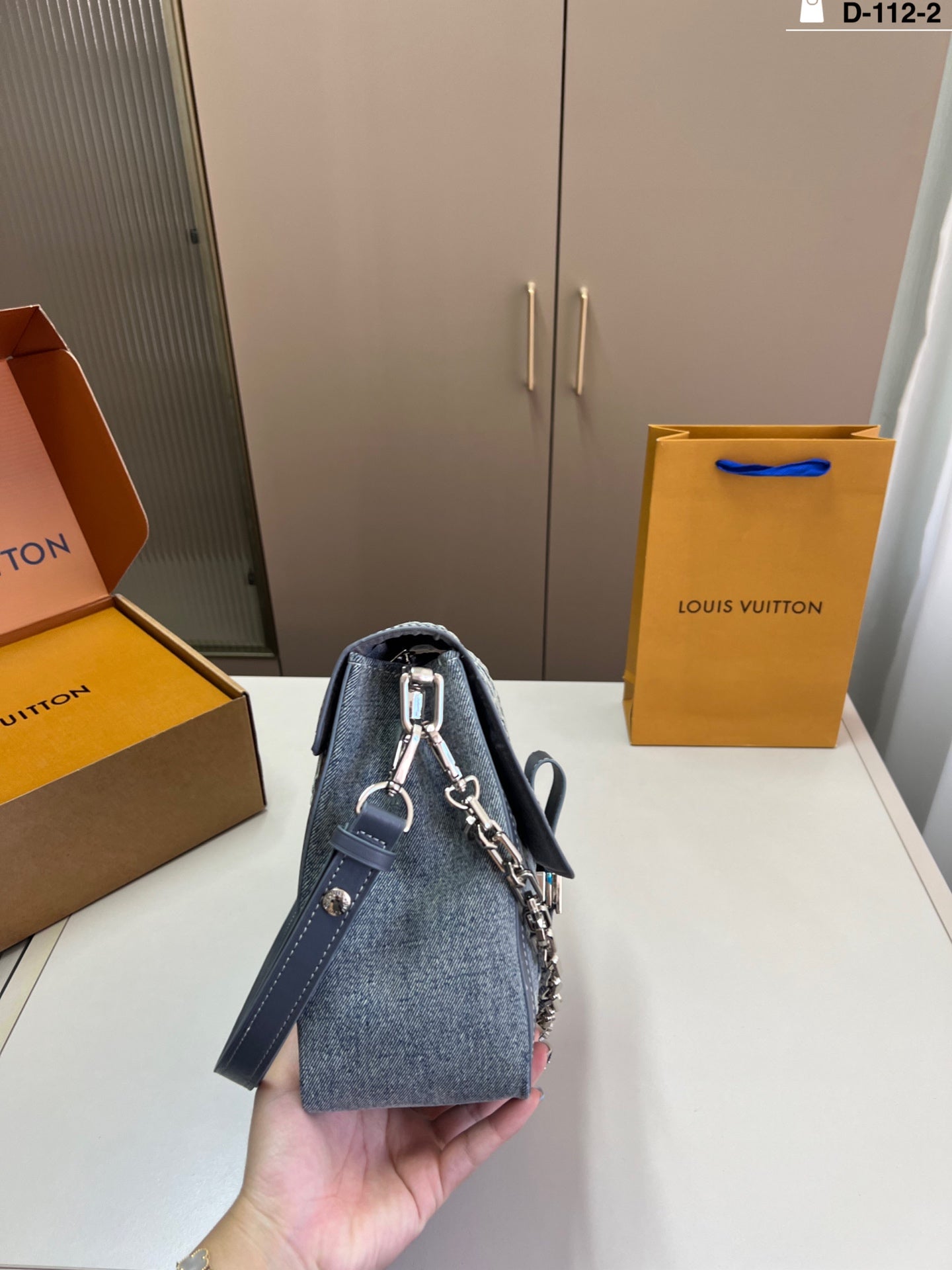 LV Soft Dauphine Denim Embossed Logo Shoulder Bag