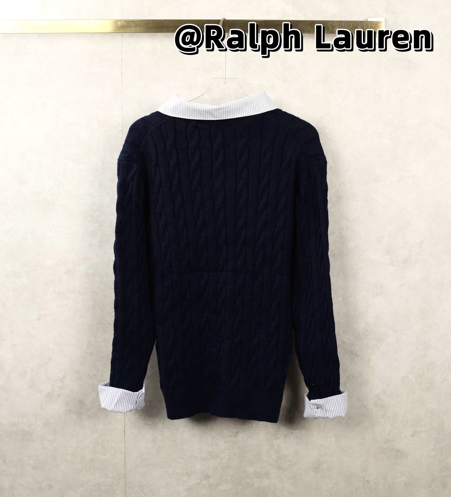 Ralph Lauren Pony Embroidered Twist Knit Sweater - Navy Blue