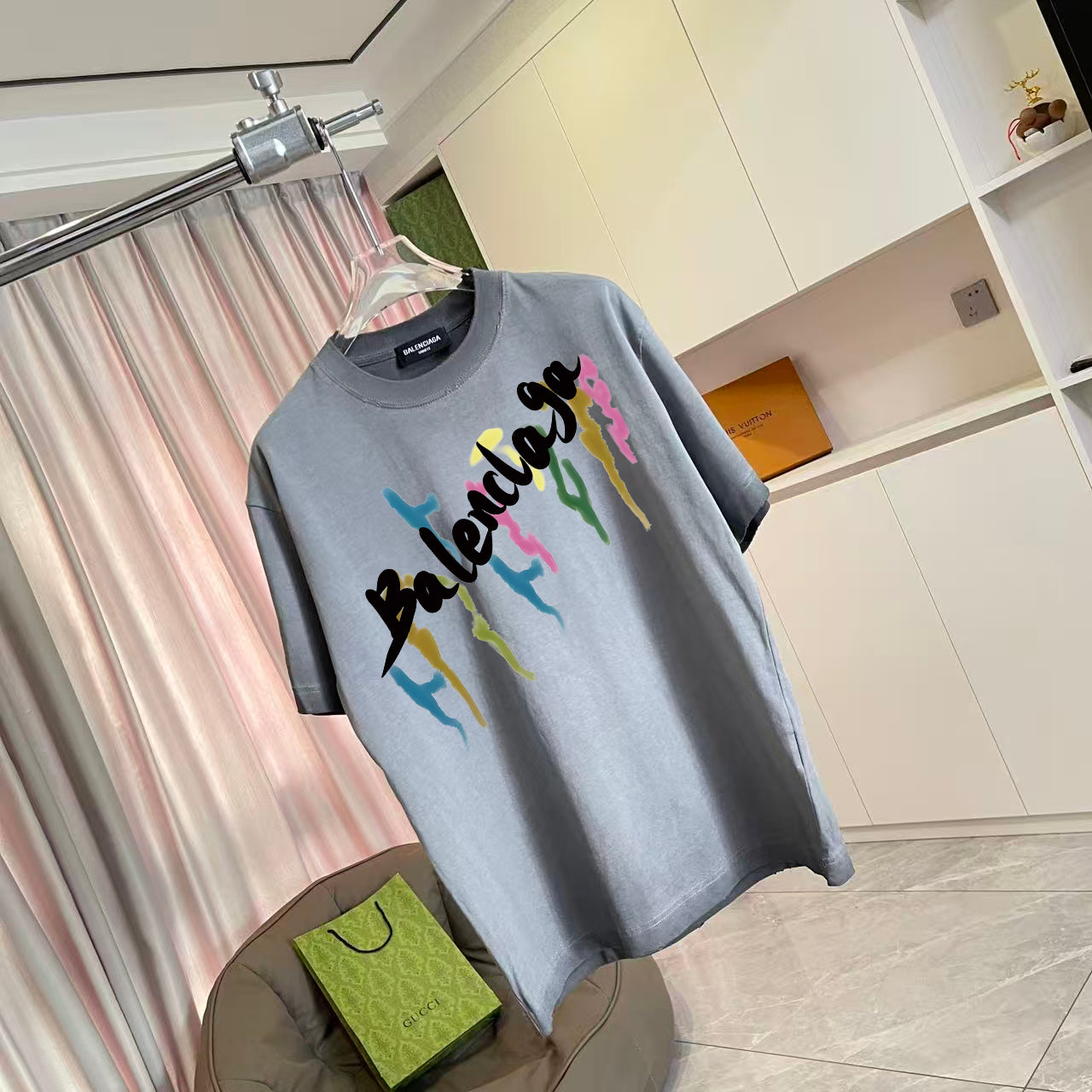 Balenciaga Unisex Distressed Logo Short-Sleeve T-Shirt