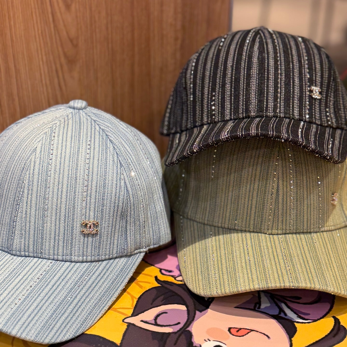 Women's Korean Style Striped Baseball Cap - Hot Diamond Design