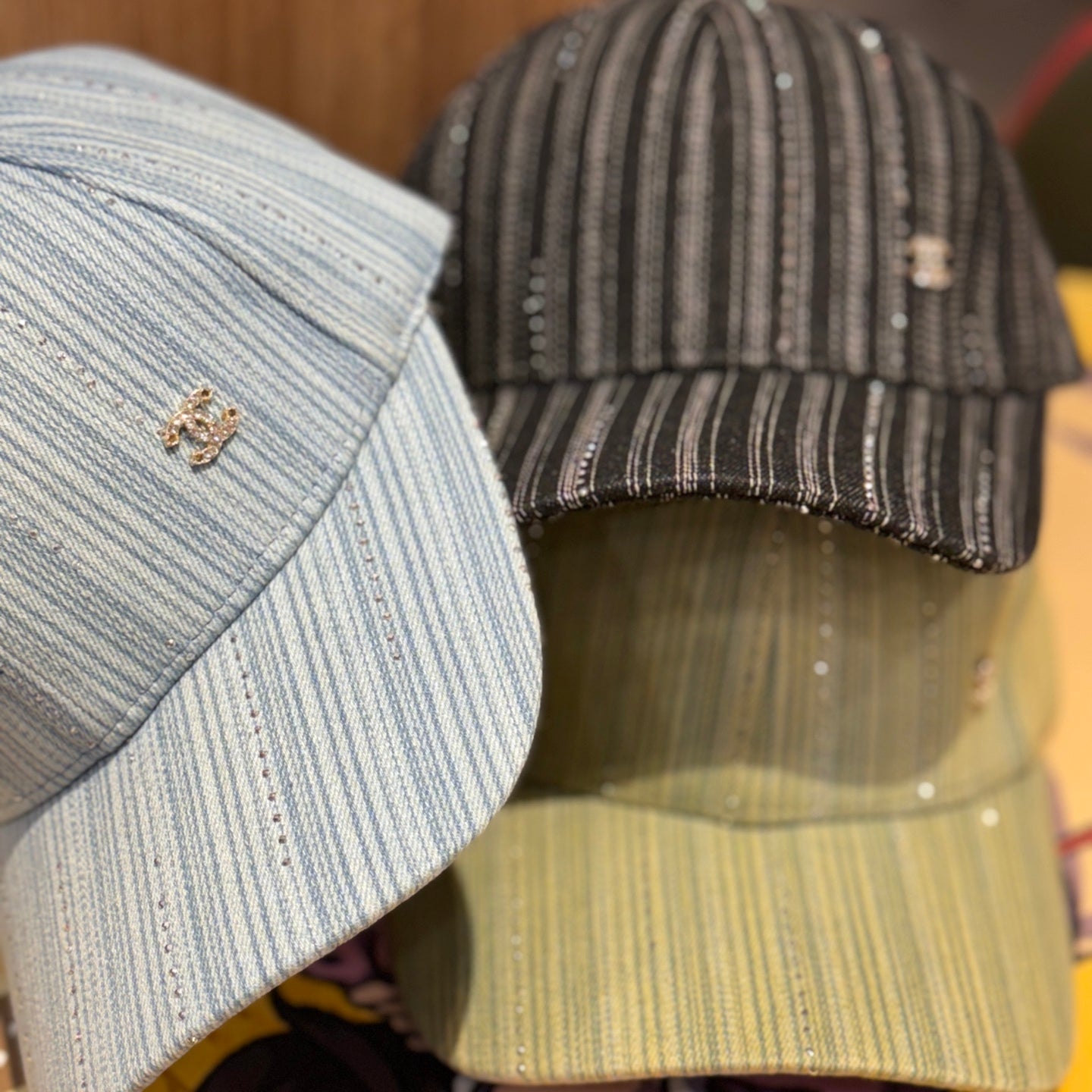 Women's Korean Style Striped Baseball Cap - Hot Diamond Design