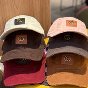 Gucci Washed Cotton Ripped Large Brim Baseball Cap