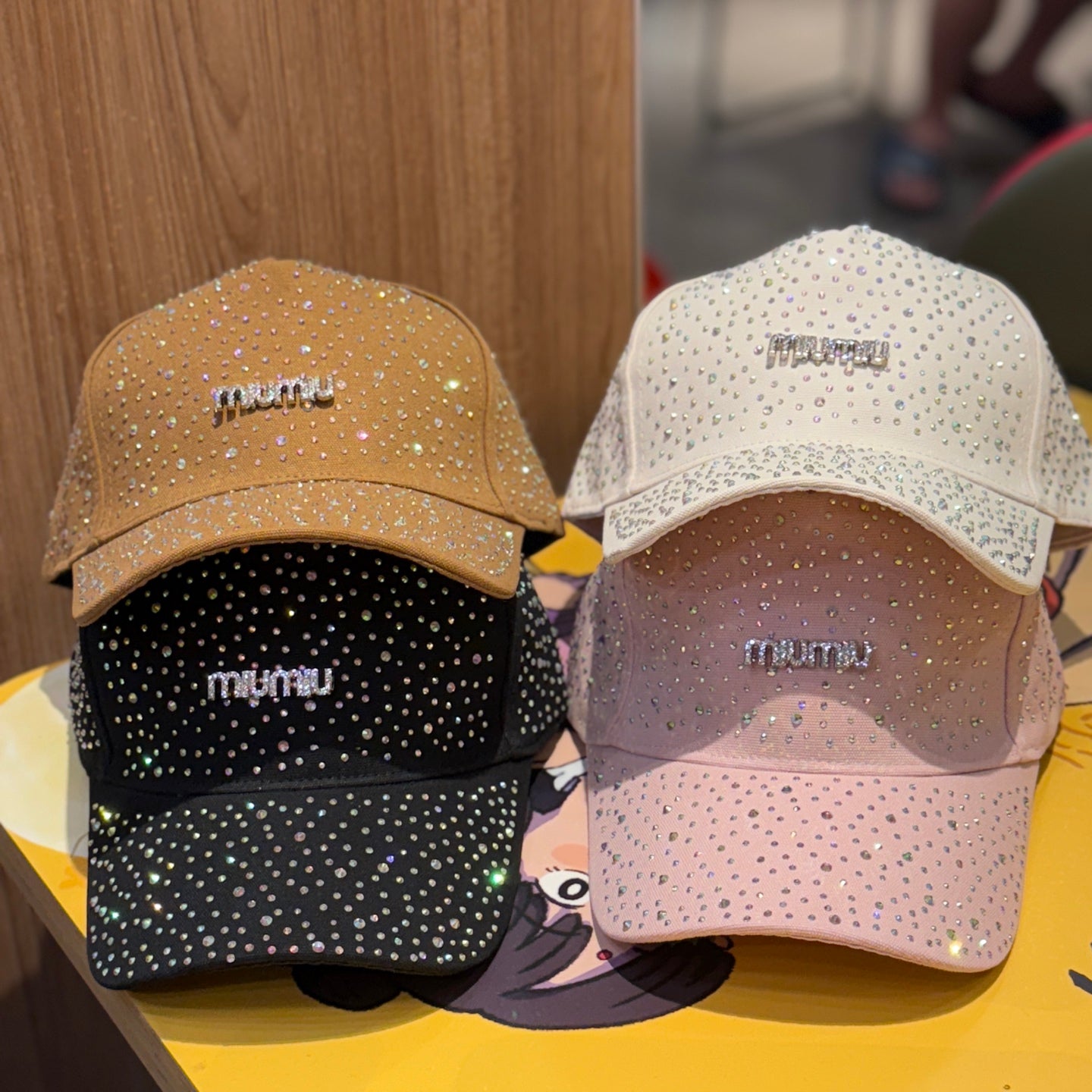 Miu Miu Rhinestone Diamond Baseball Cap