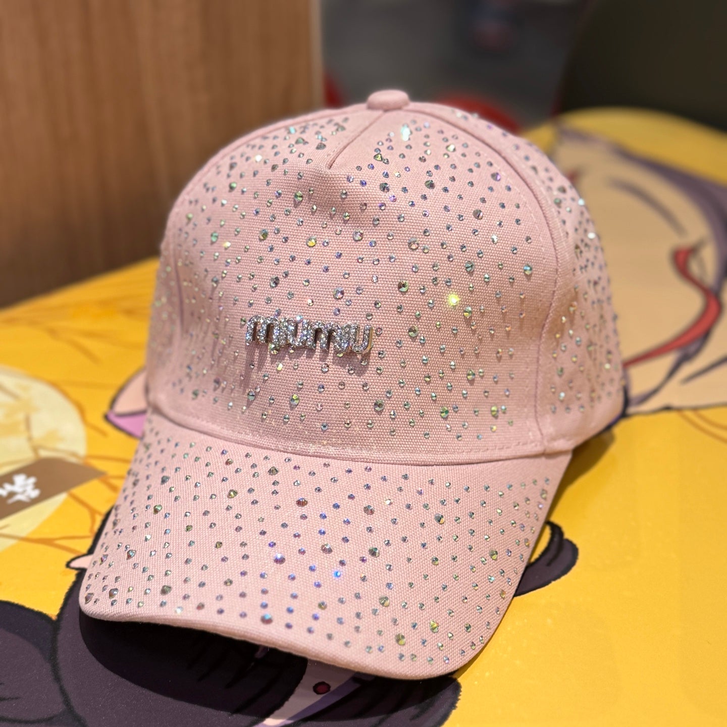 Miu Miu Rhinestone Diamond Baseball Cap