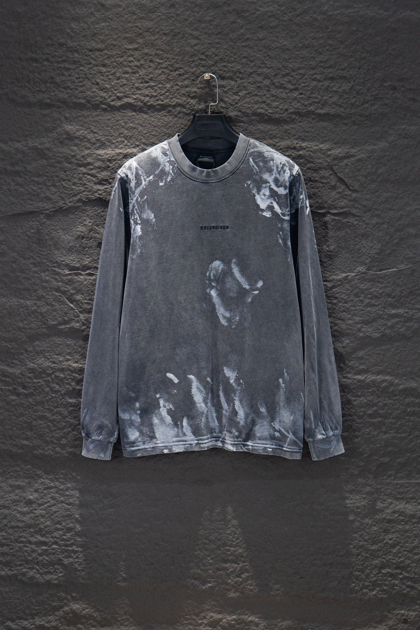 Unisex Graffiti-Style Long Sleeve T-Shirt - Washed Black