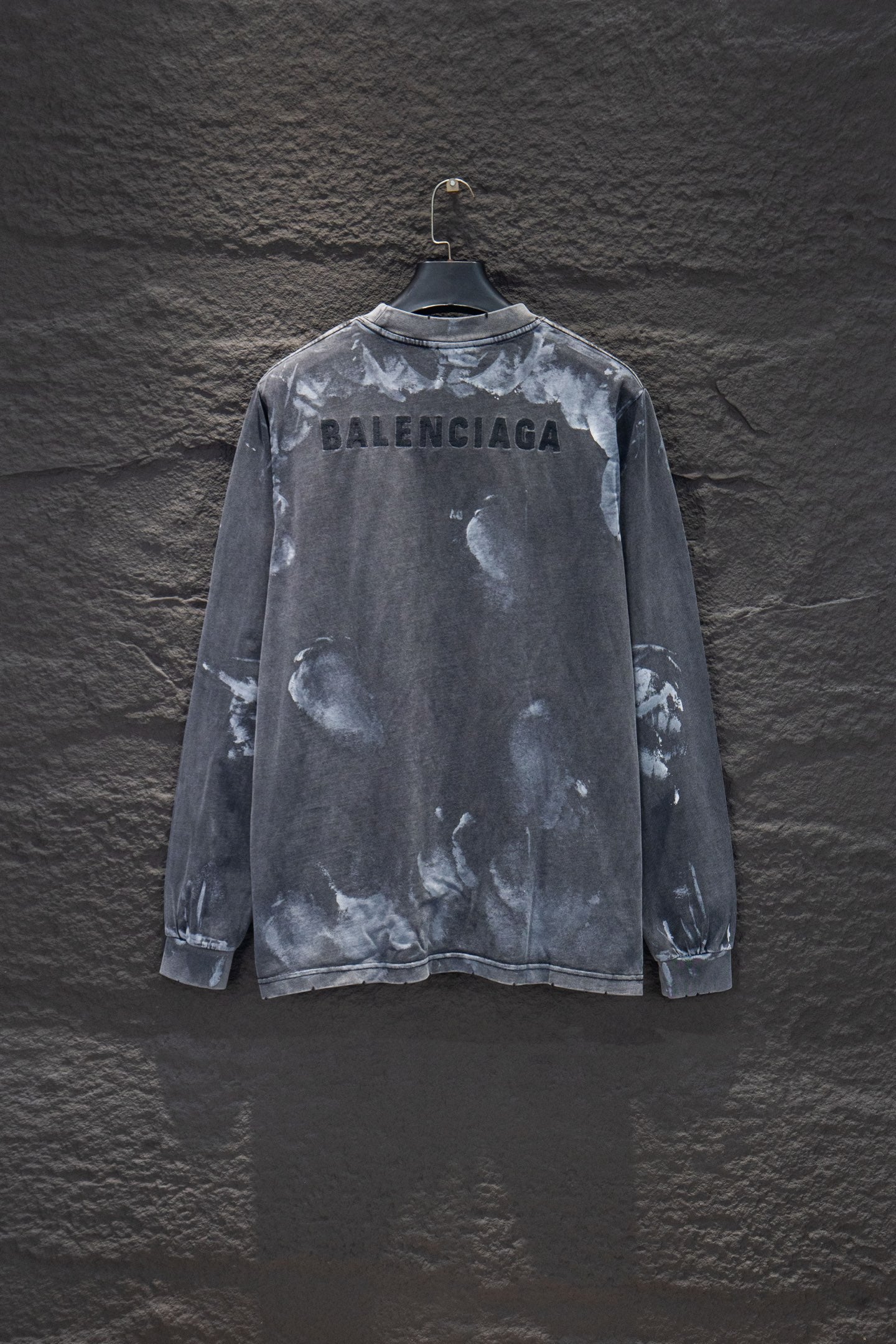 Unisex Graffiti-Style Long Sleeve T-Shirt - Washed Black