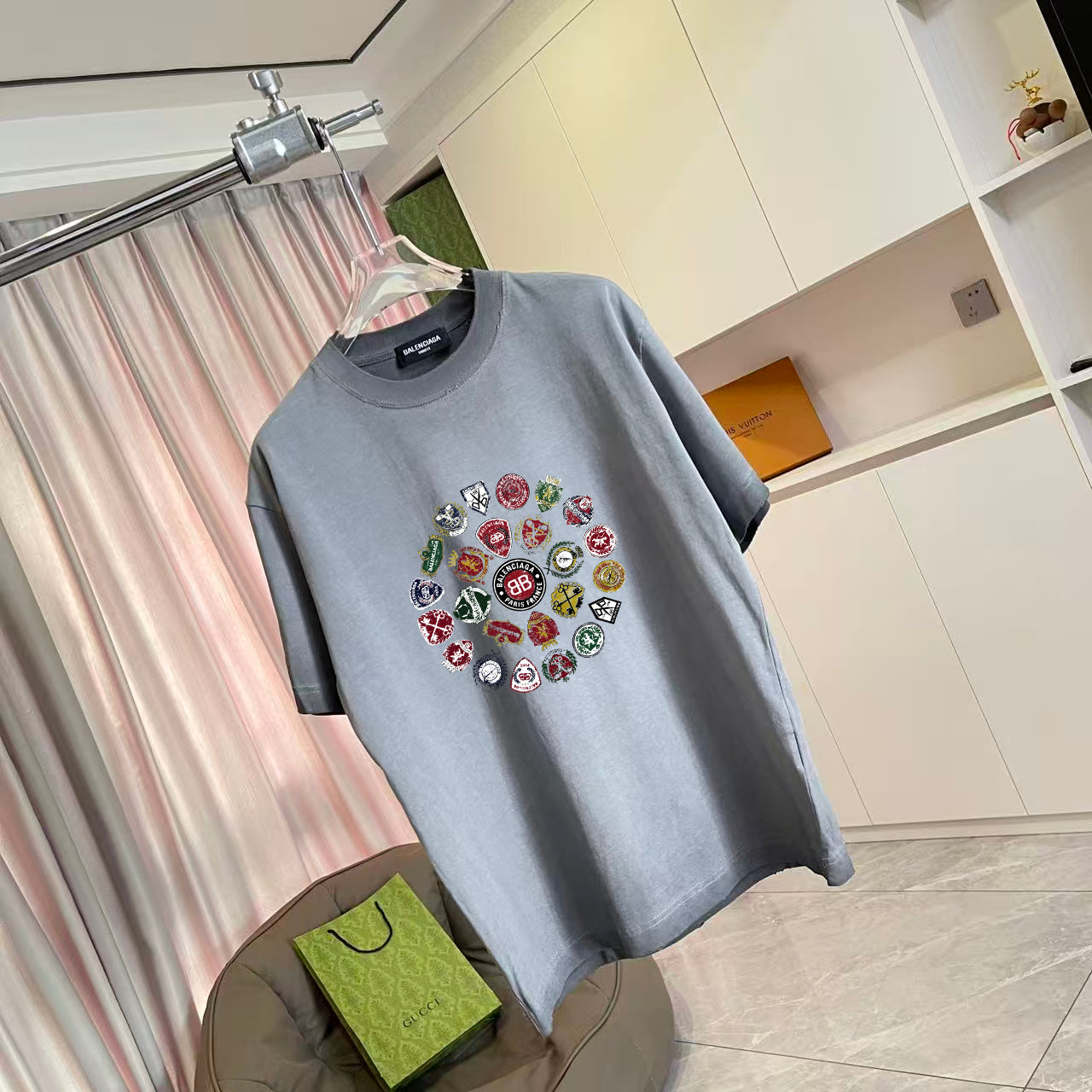 Unisex BALENCIAGA Custom Letter Logo Distressed T-Shirt