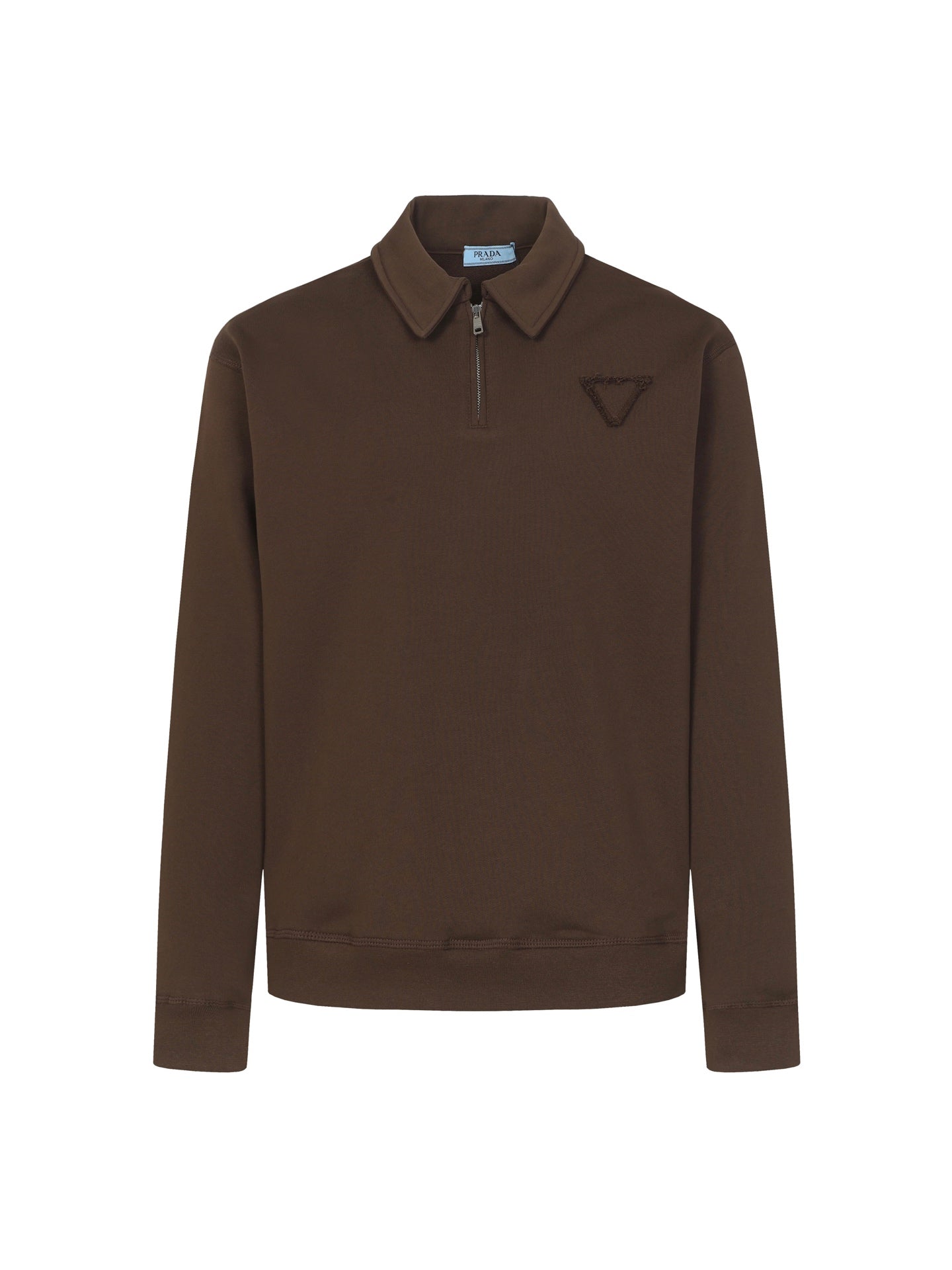 PRADA Logo Embroidered Cotton Half-Zip Sweatshirt