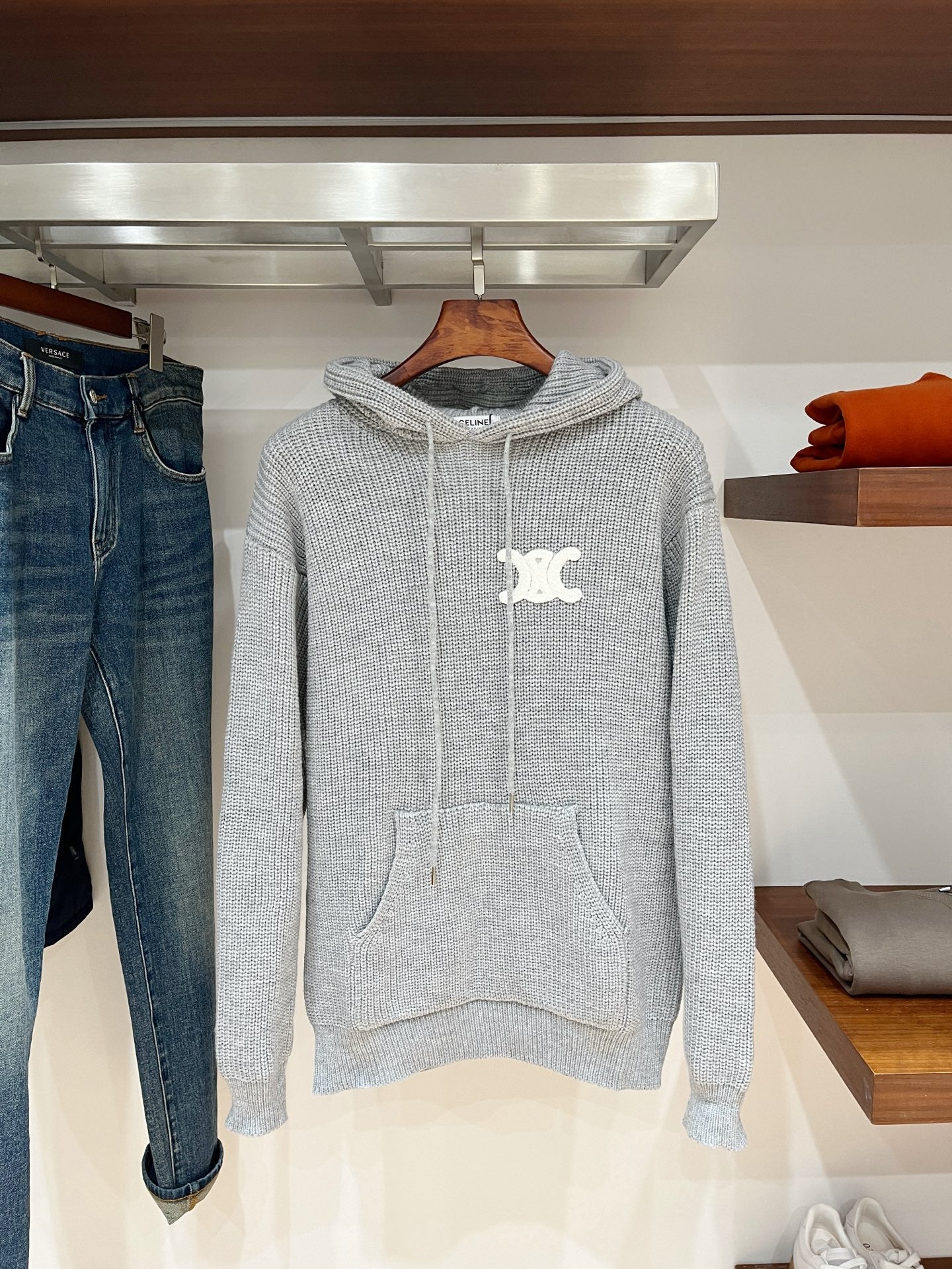 Celine Terry Embroidered Hooded Sweater